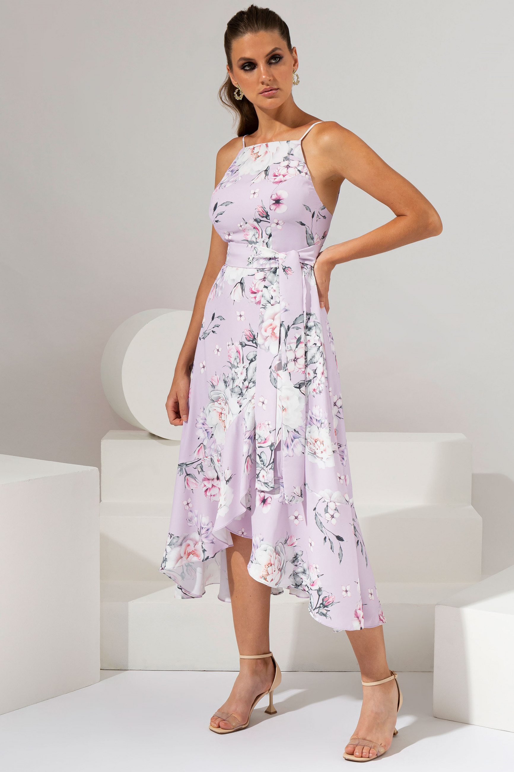 Vestido Midi Estampado Malu Lavanda