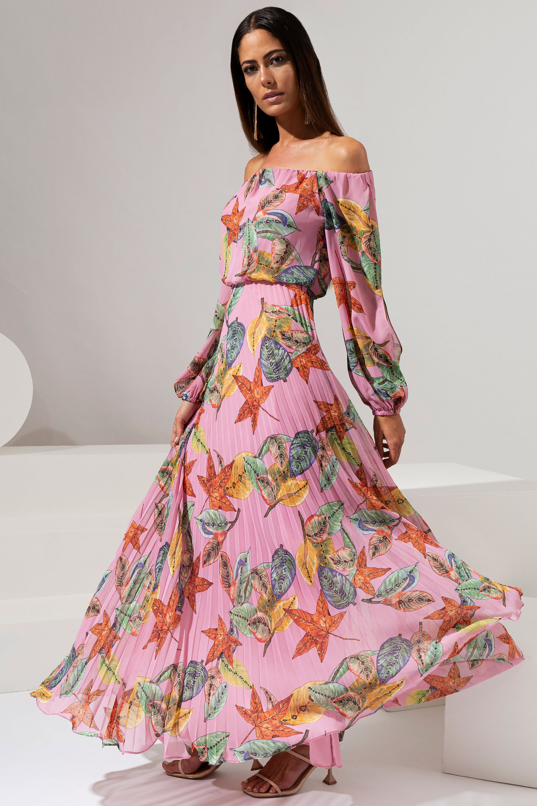 Vestido Longo Estampado Rubi Rosa