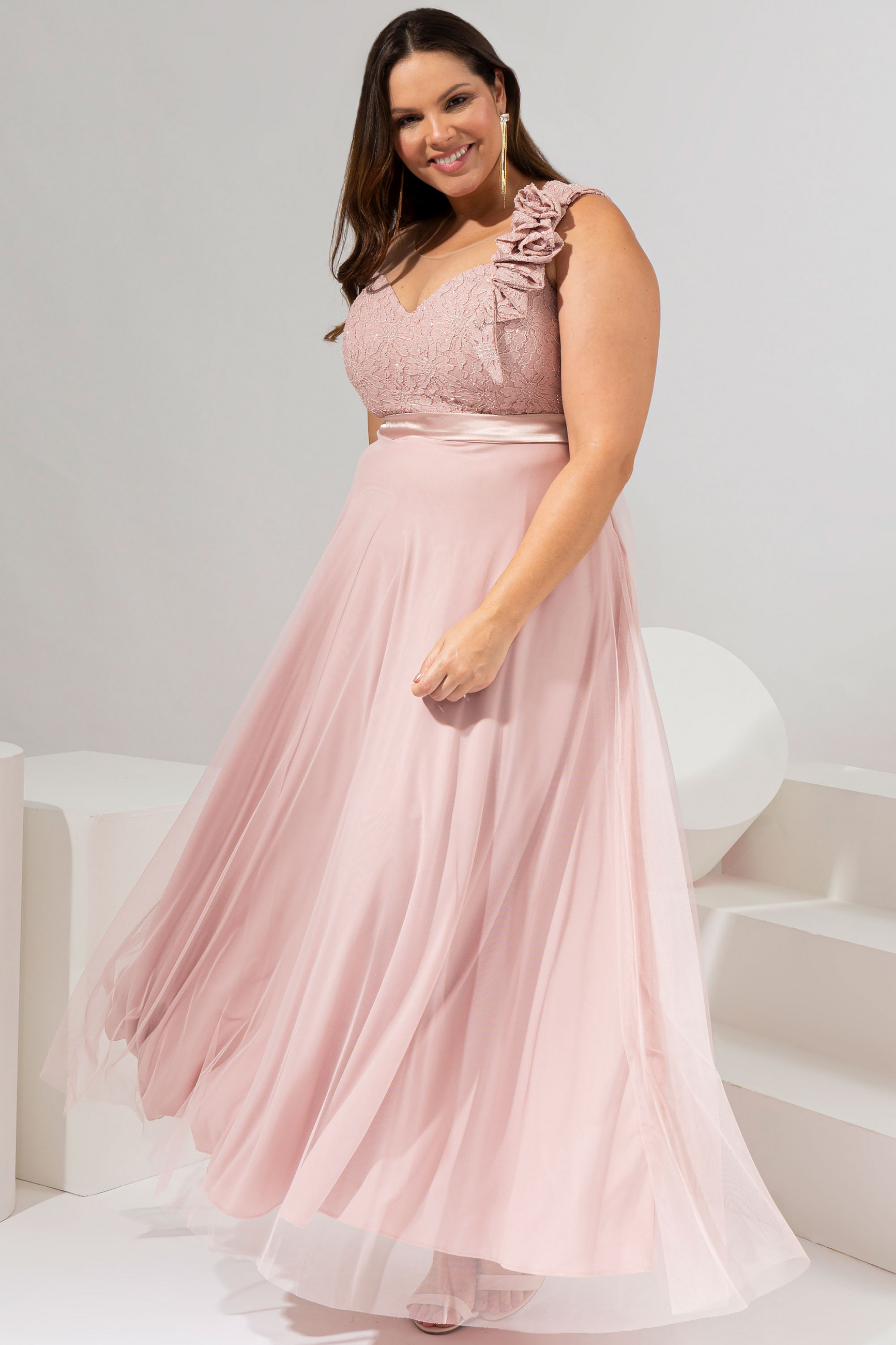 Vestido Longo Sabrina Rosa