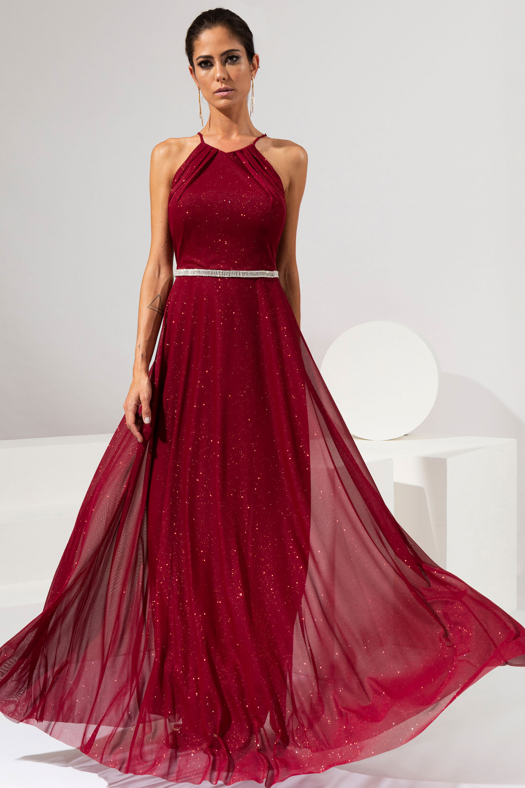 Vestido Longo Marcela Marsala