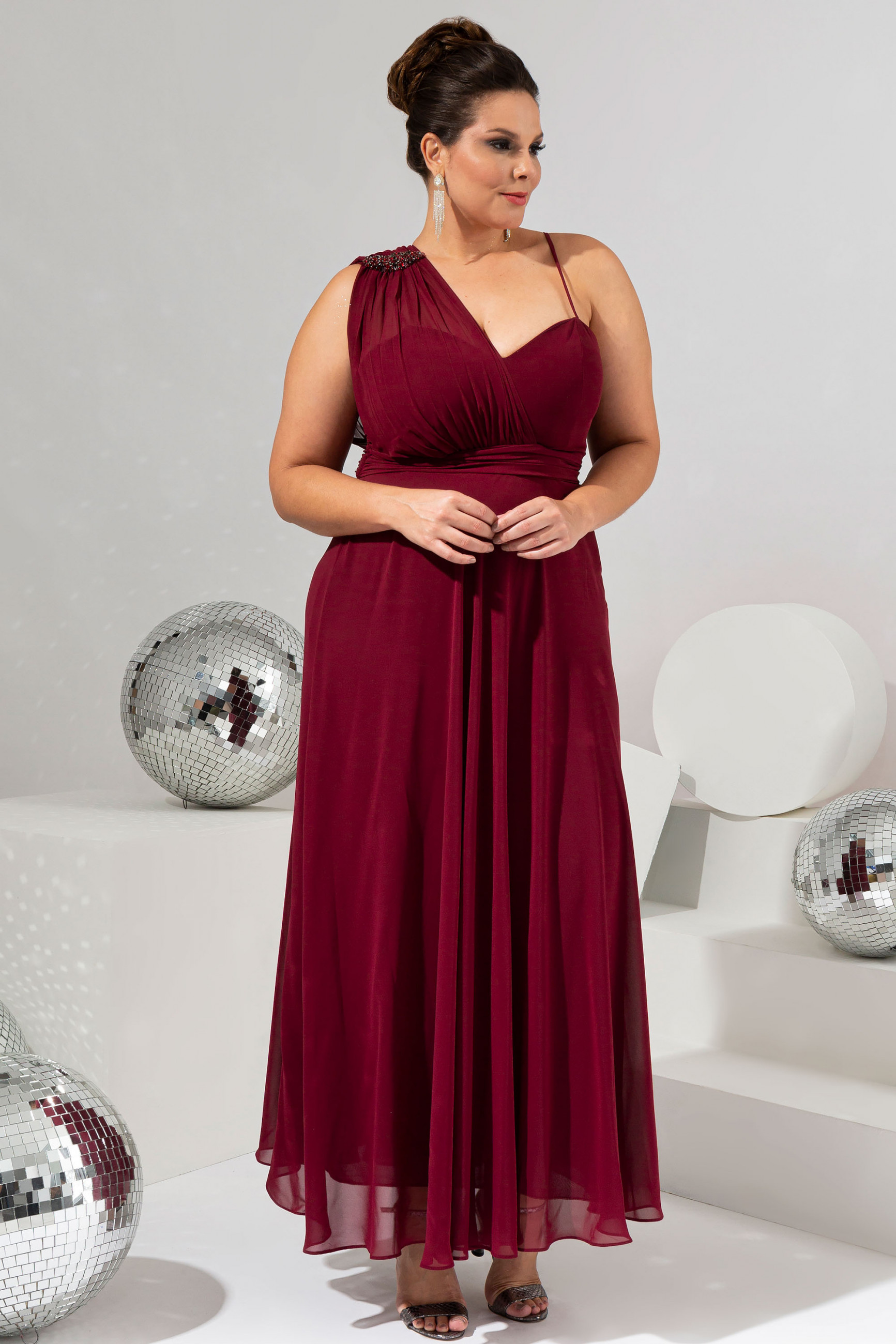 Vestido Longo Cristal Marsala