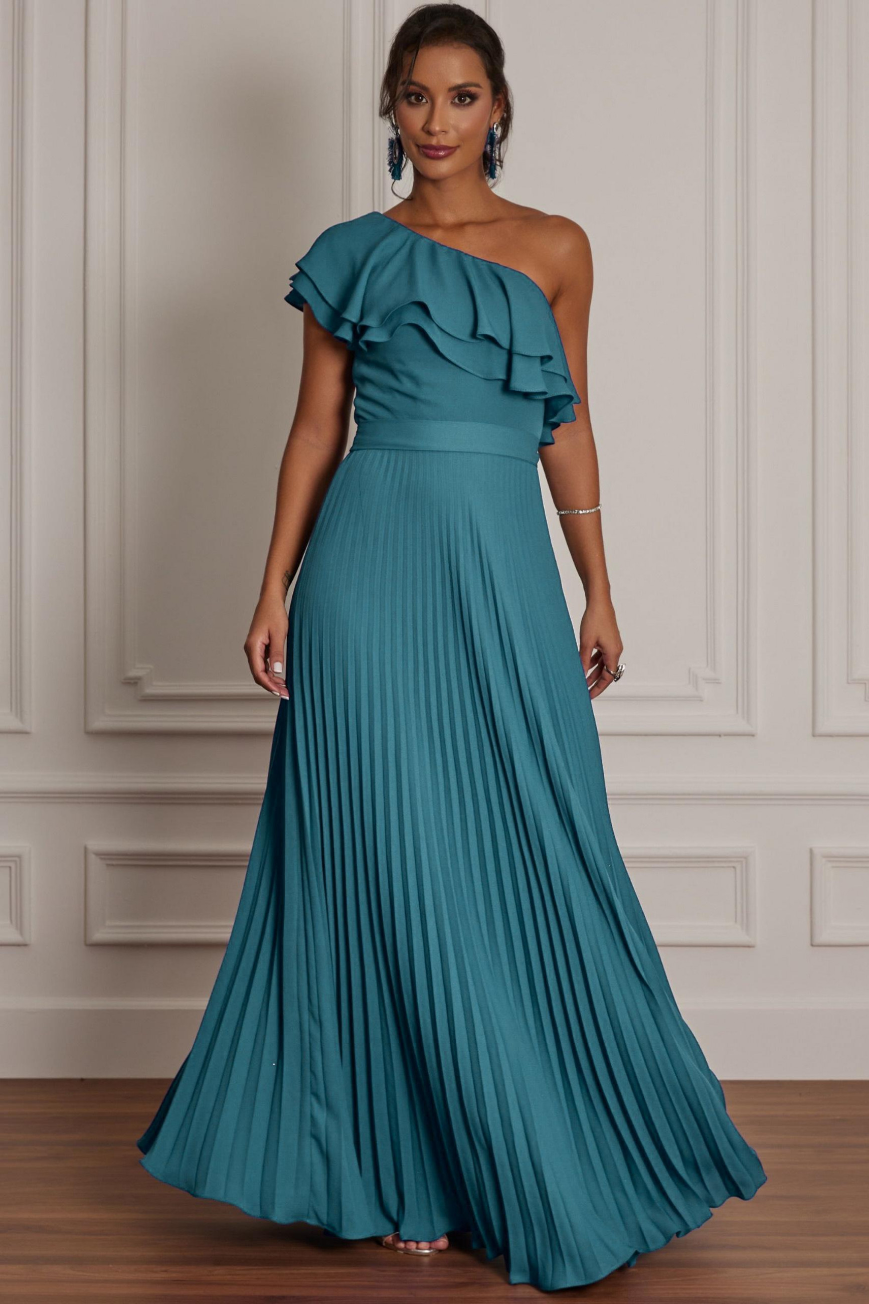 Vestido de Festa Longo Azul Petróleo Raquel Ladydress