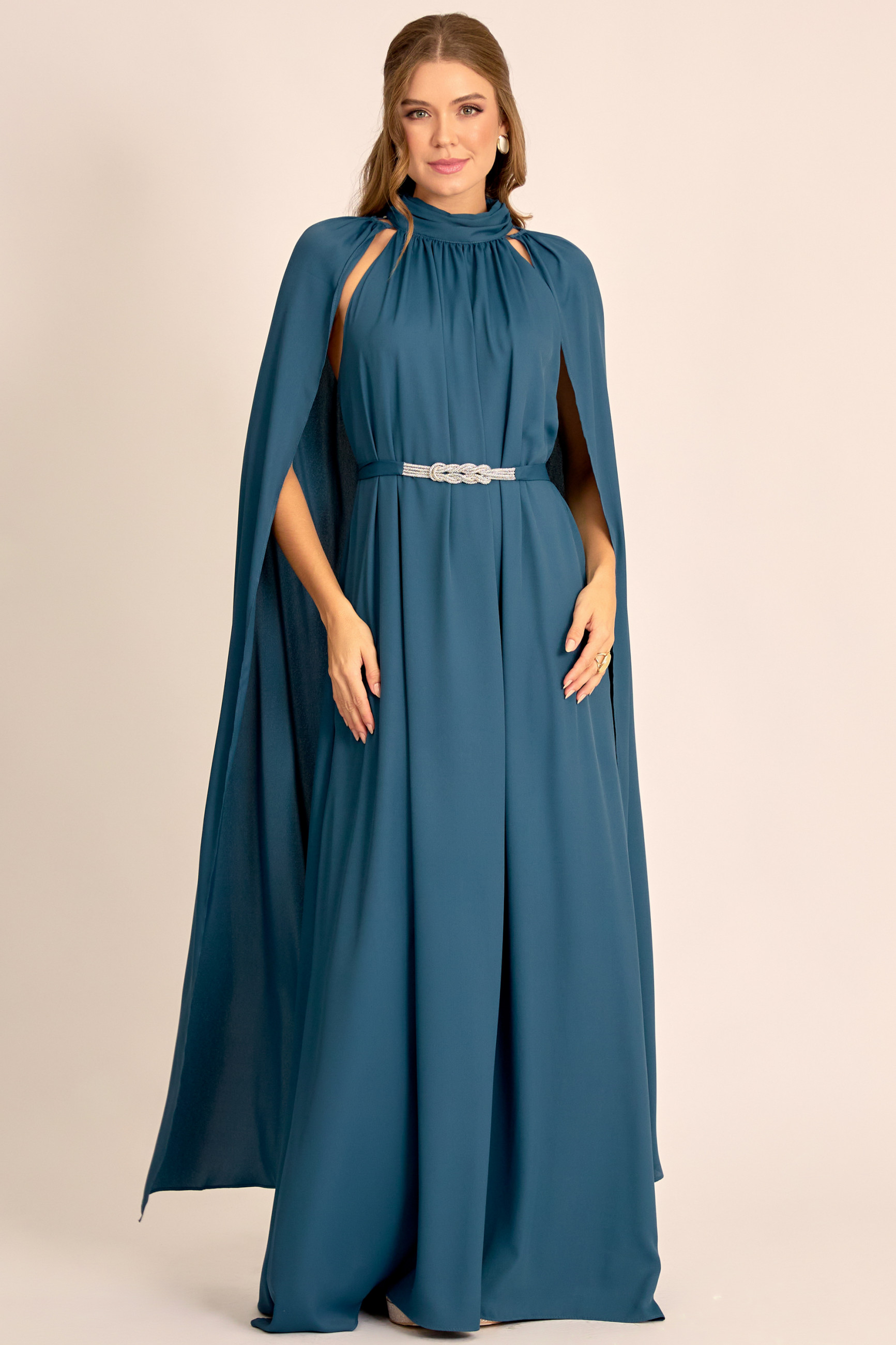 Vestido de Festa Longo Azul Petróleo July Ladydress