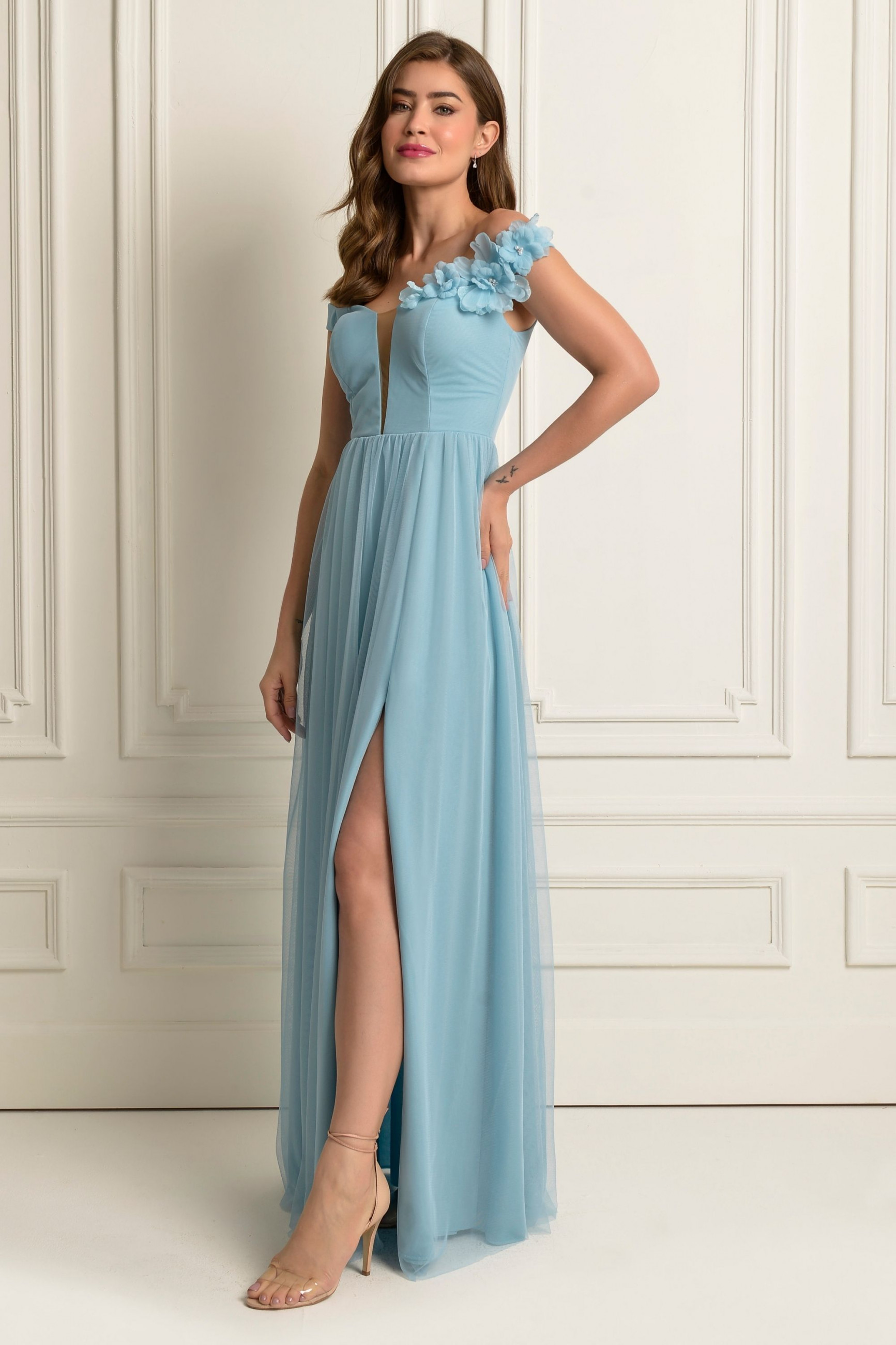 Vestido Festa Madrinha  Azul Serenity   Longo Ladydress