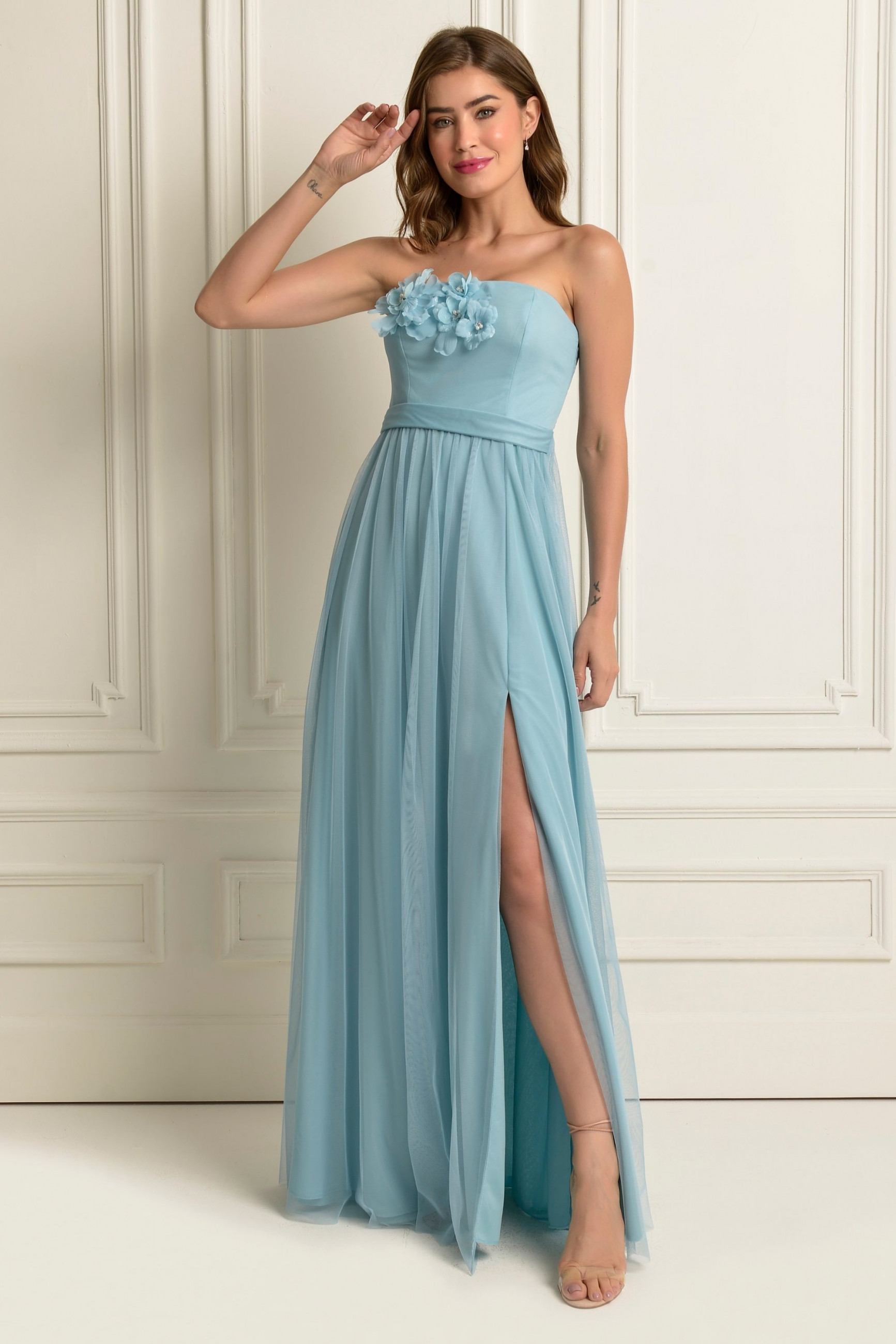 Vestido Festa Madrinha  Azul Serenity   Longo Ladydress