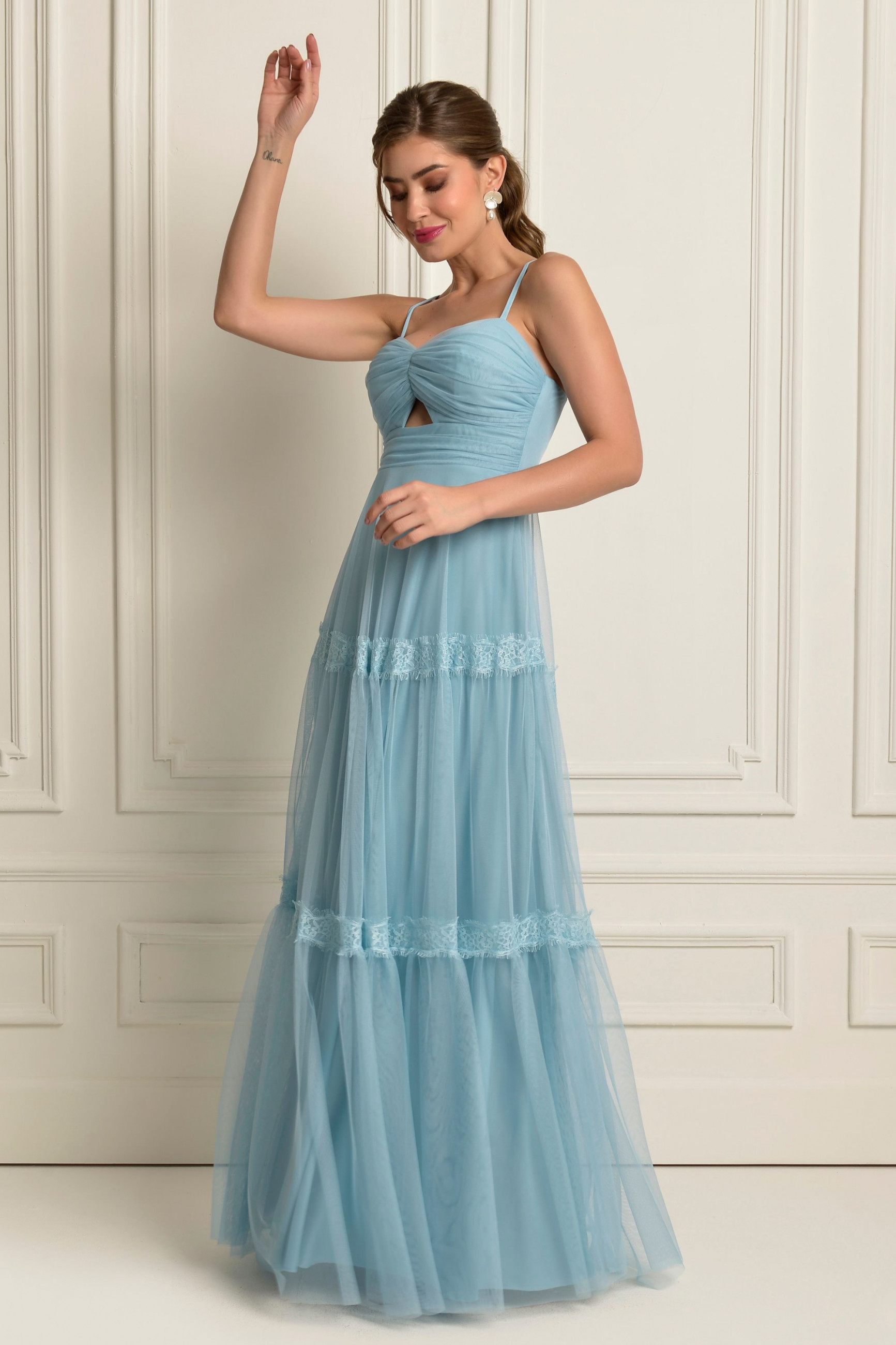 Vestido Festa Madrinha  Azul Serenity   Longo Ladydress