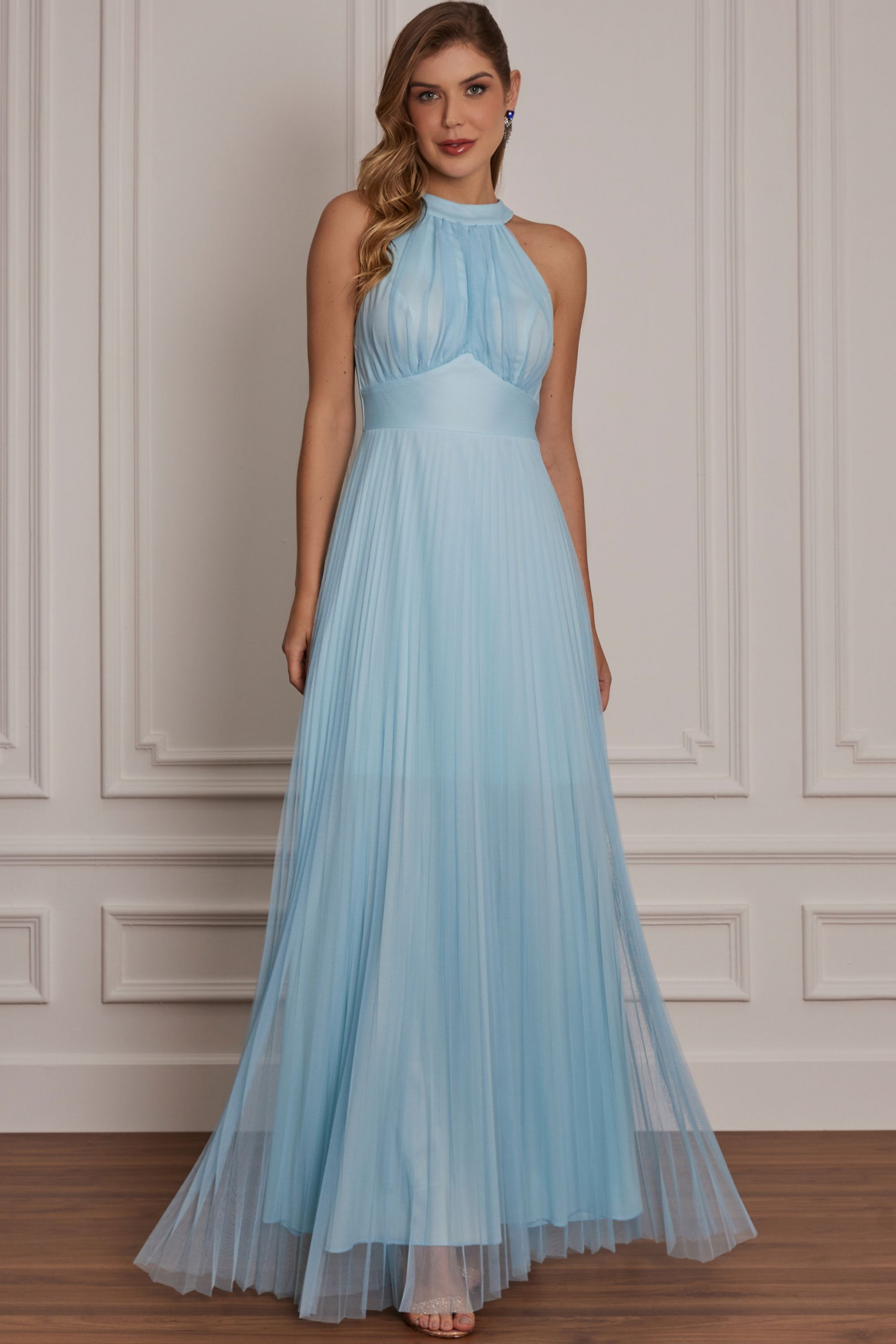 Vestido Festa Madrinha  Azul Serenity   Longo Ladydress