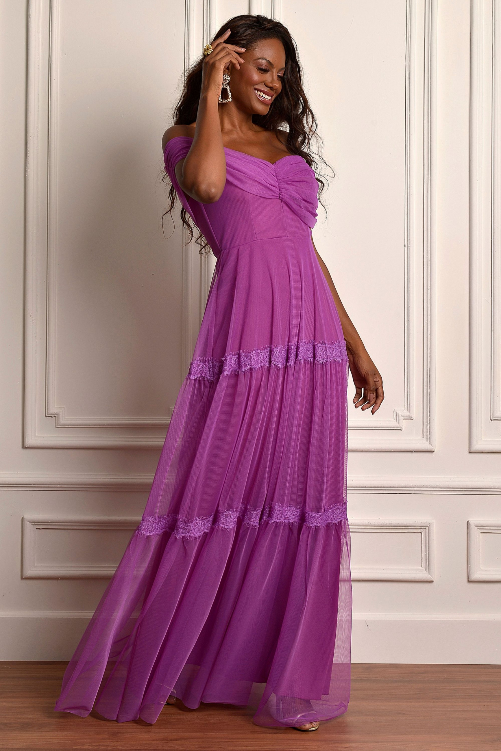 Vestido Festa Madrinha  Fúcsia   Longo Ladydress