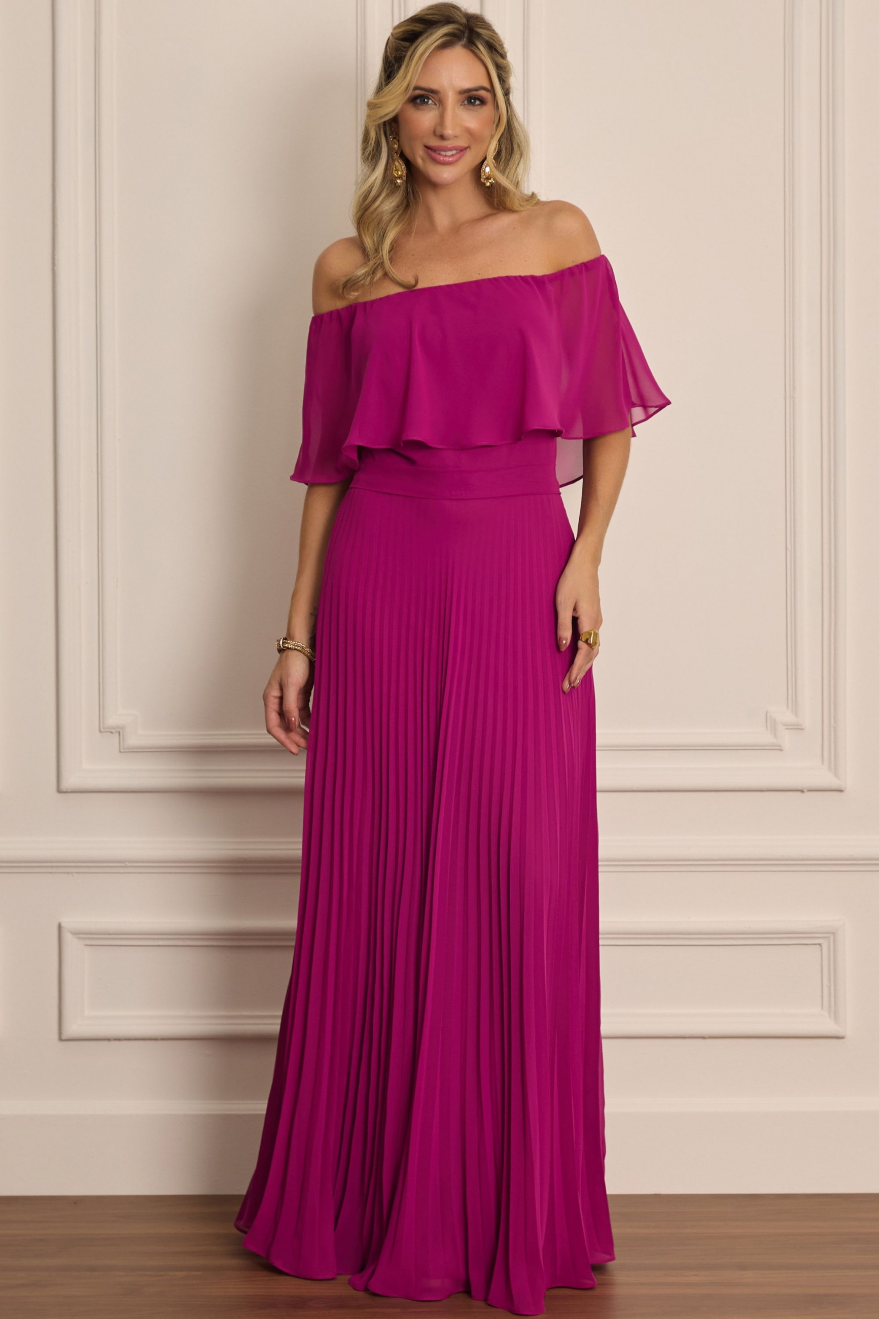 Vestido Festa Madrinha  Fúcsia   Longo Ladydress