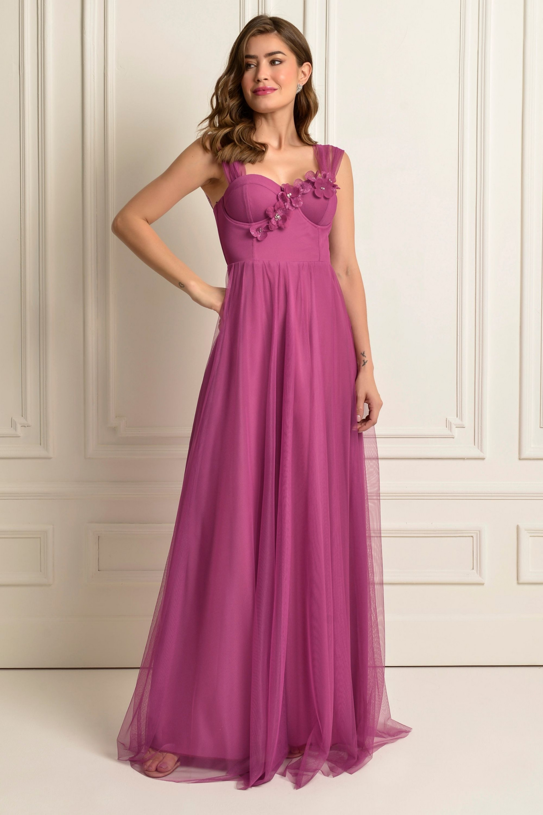 Vestido Festa Madrinha  Fúcsia   Longo Ladydress