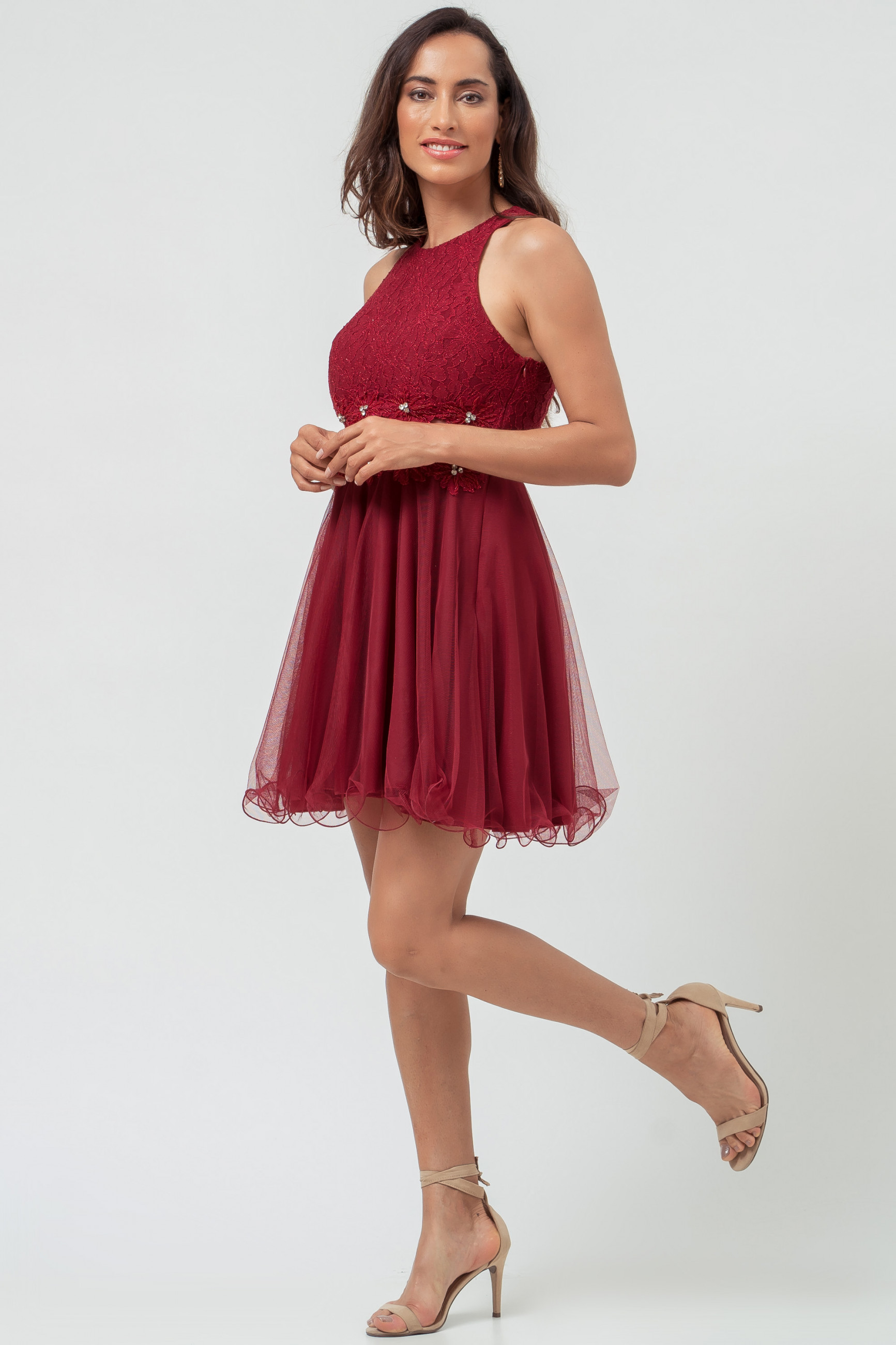 Vestido Curto Taina Marsala