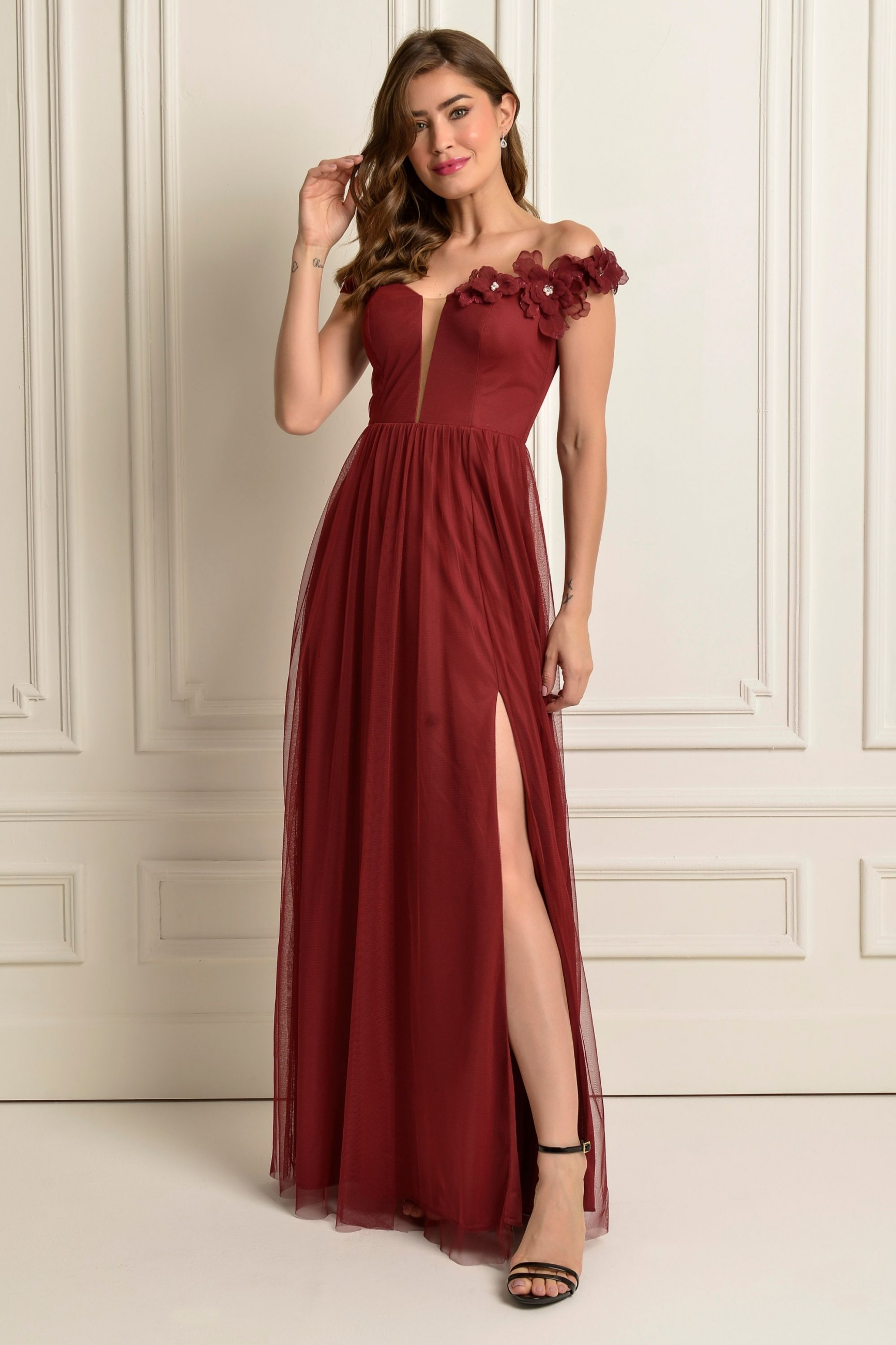 Vestido Festa Madrinha  Marsala   Longo Ladydress