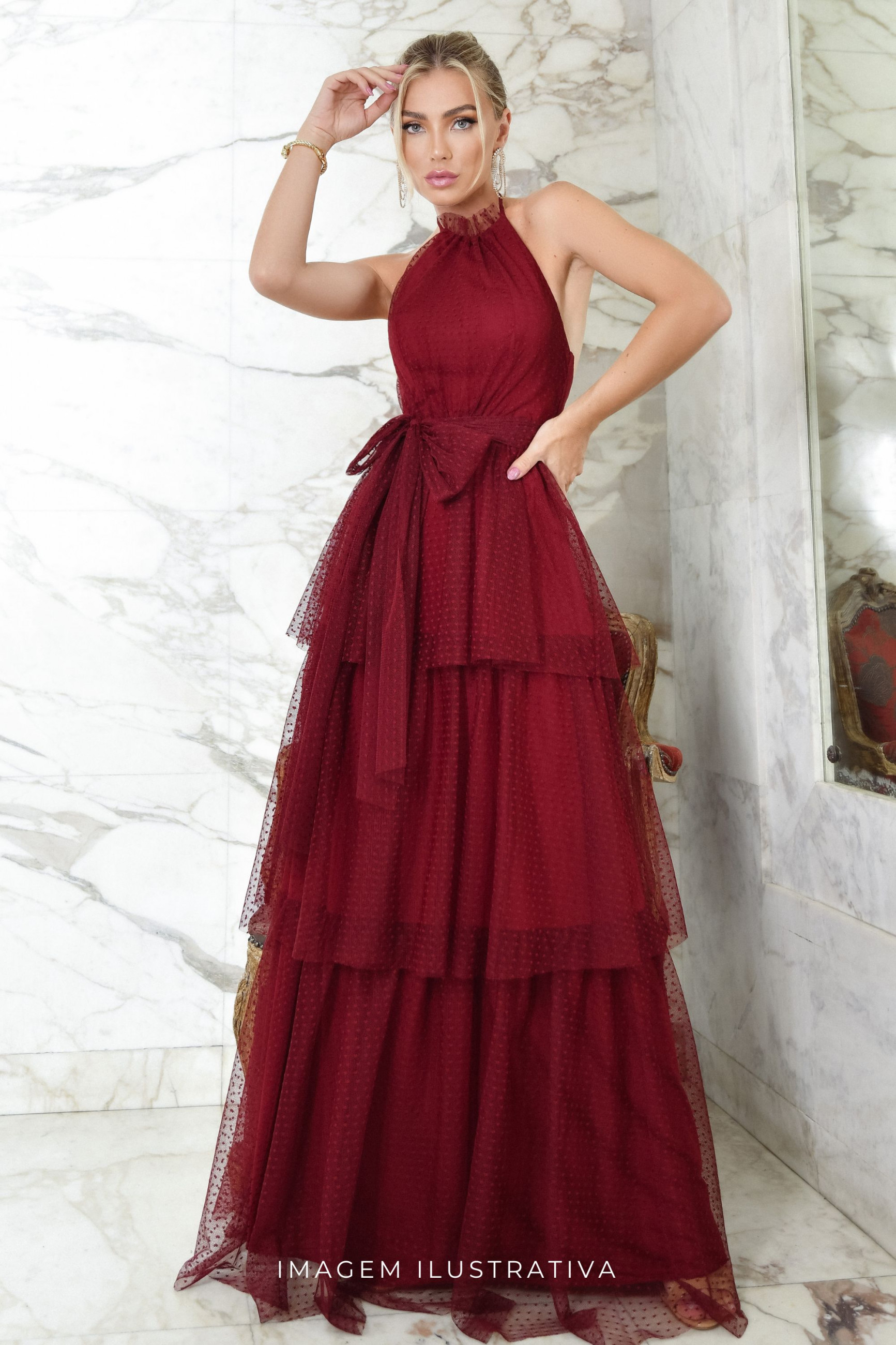 Vestido Festa Madrinha  Marsala   Longo Ladydress