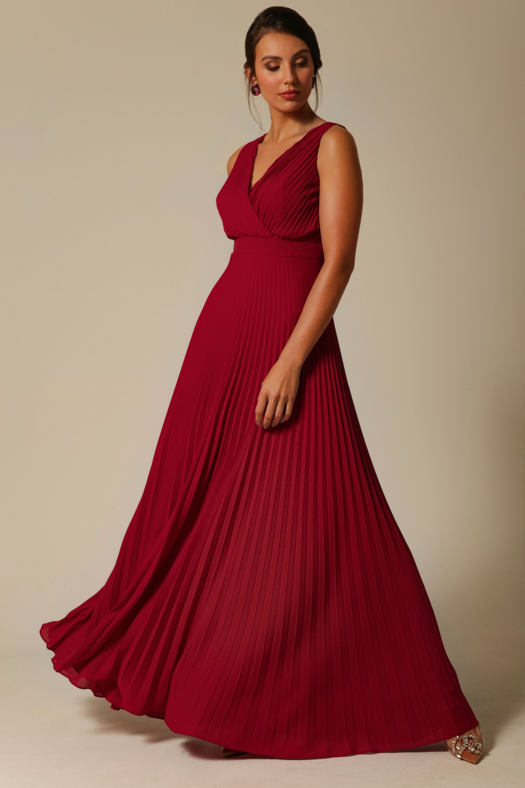 Vestido Festa Madrinha  Marsala  busto plissado Longo Ladydress