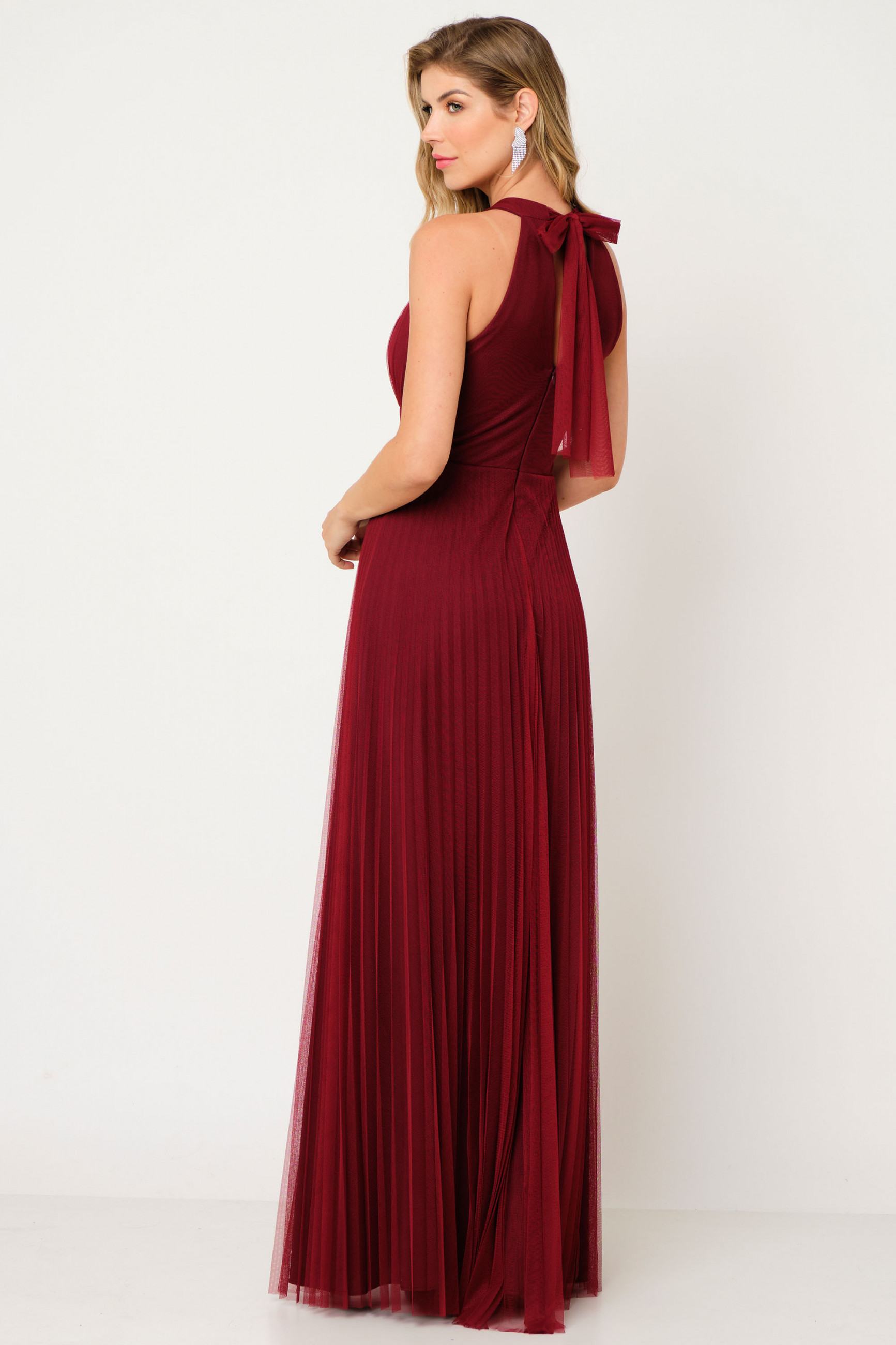 Vestido Festa Madrinha  Marsala  tule Longo Ladydress