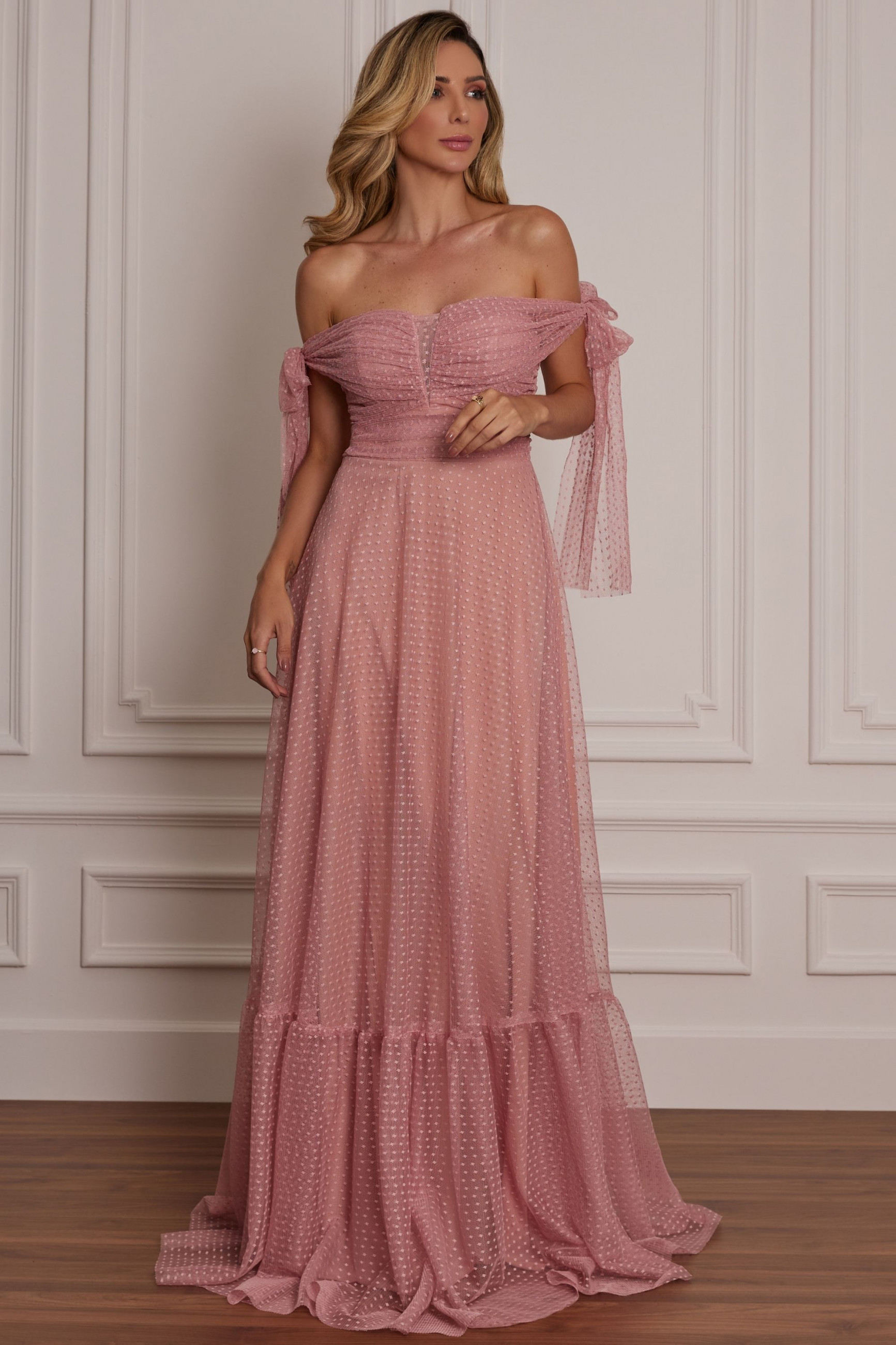 Vestido Festa Madrinha  Rosa   Longo Ladydress