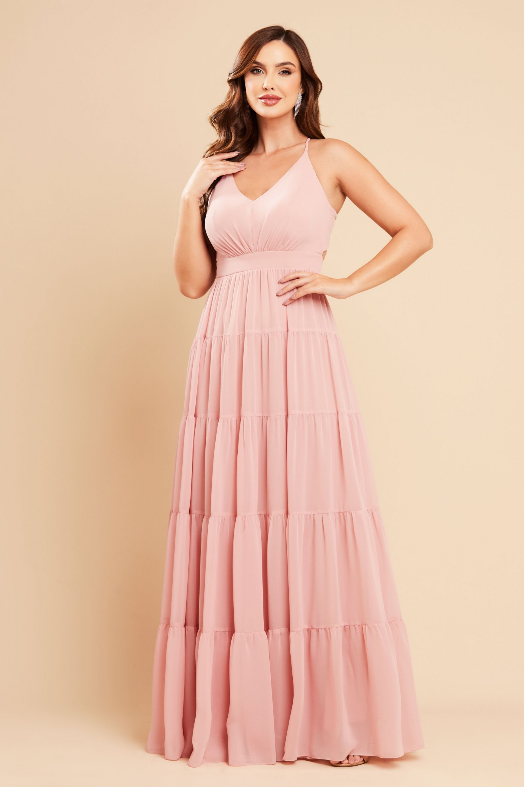 Vestido de Festa Longo Rosa Vanessa Ladydress
