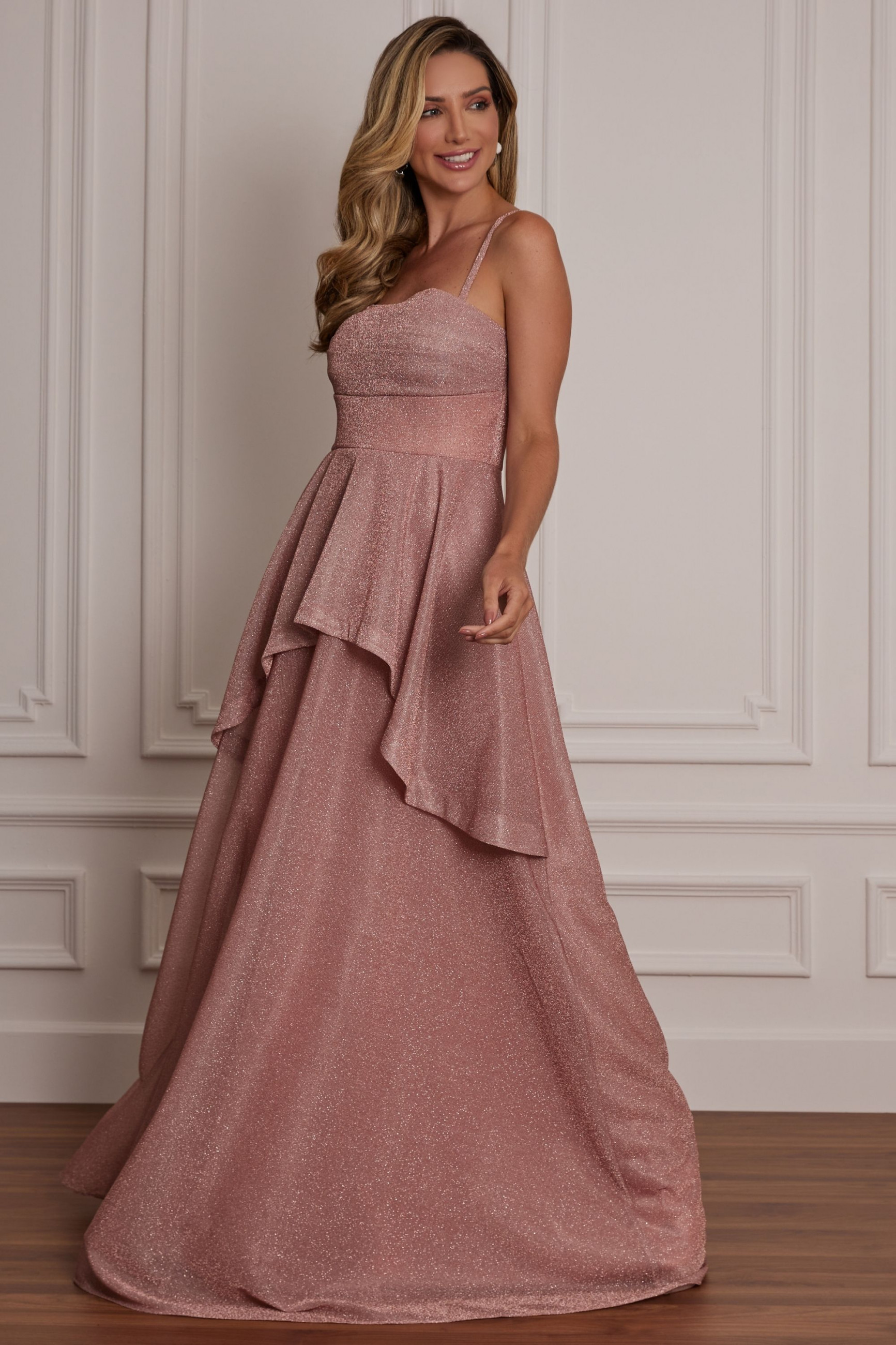 Vestido Festa Madrinha  Rosa   Longo Ladydress