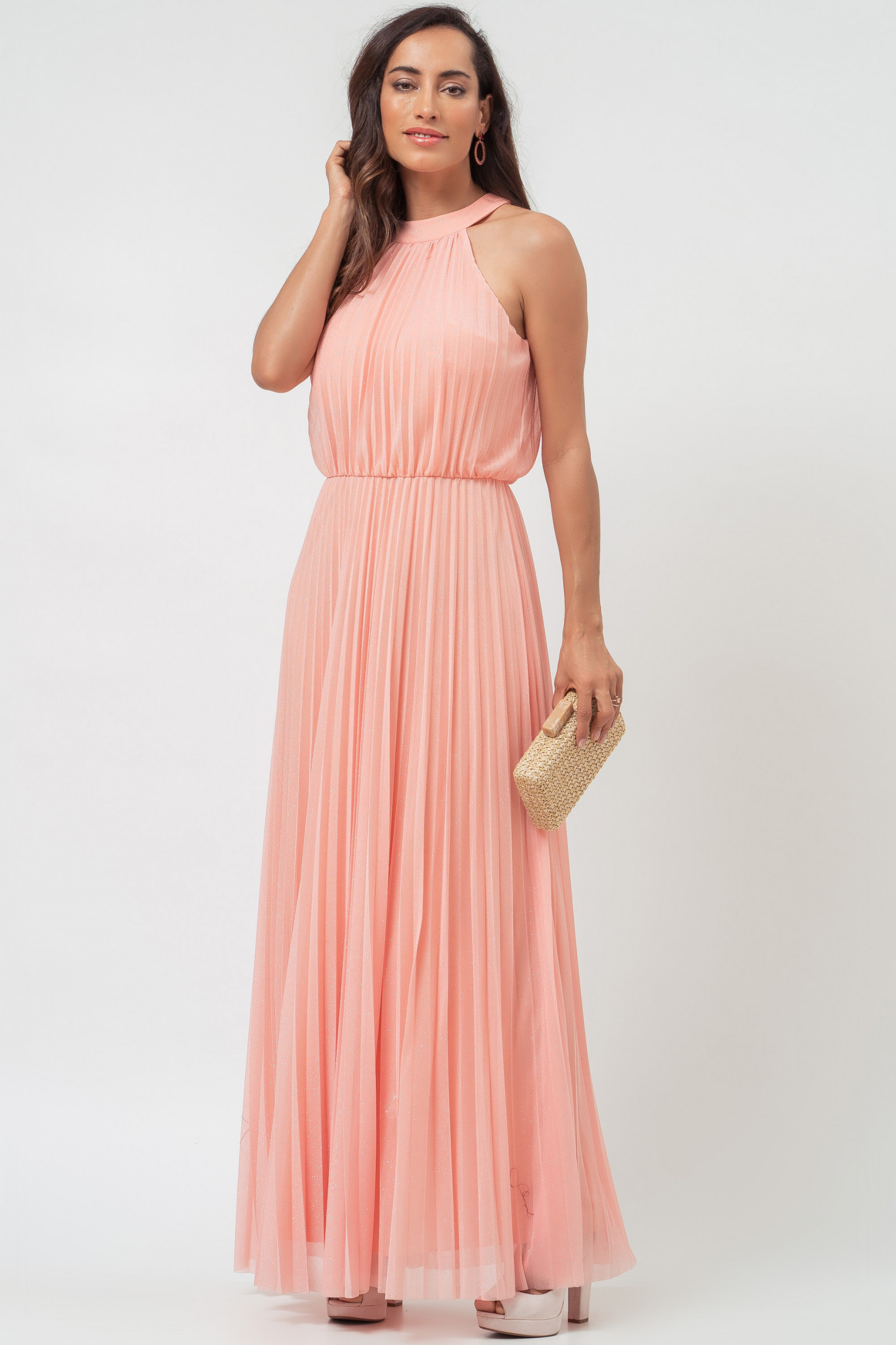 Vestido Longo Cris Salmão 