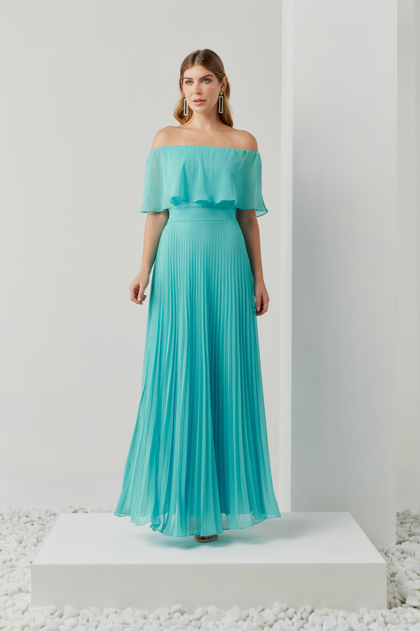 Vestido Festa Madrinha  tiffany  plissado longo Ladydress