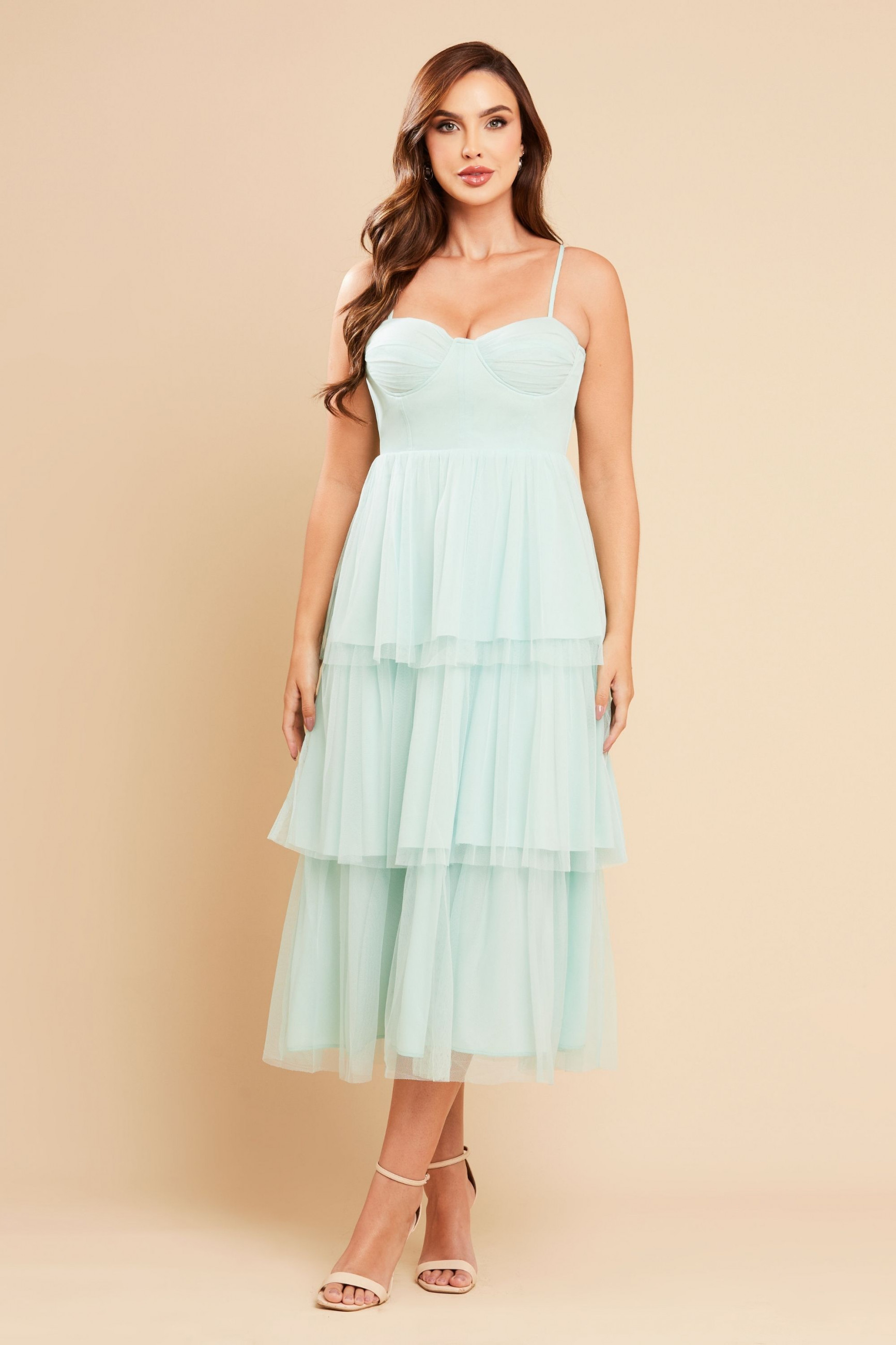 Vestido de Festa Midi Verde Claro Jordania Ladydress