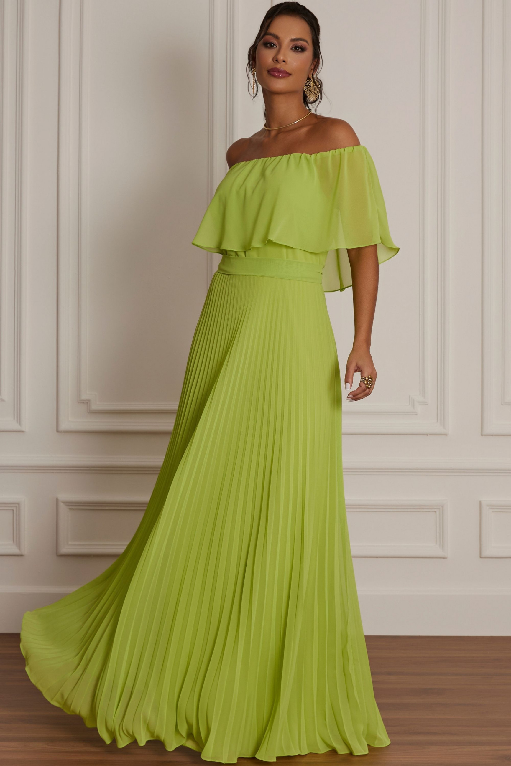 Vestido Festa Madrinha  Verde Lima   Longo Ladydress