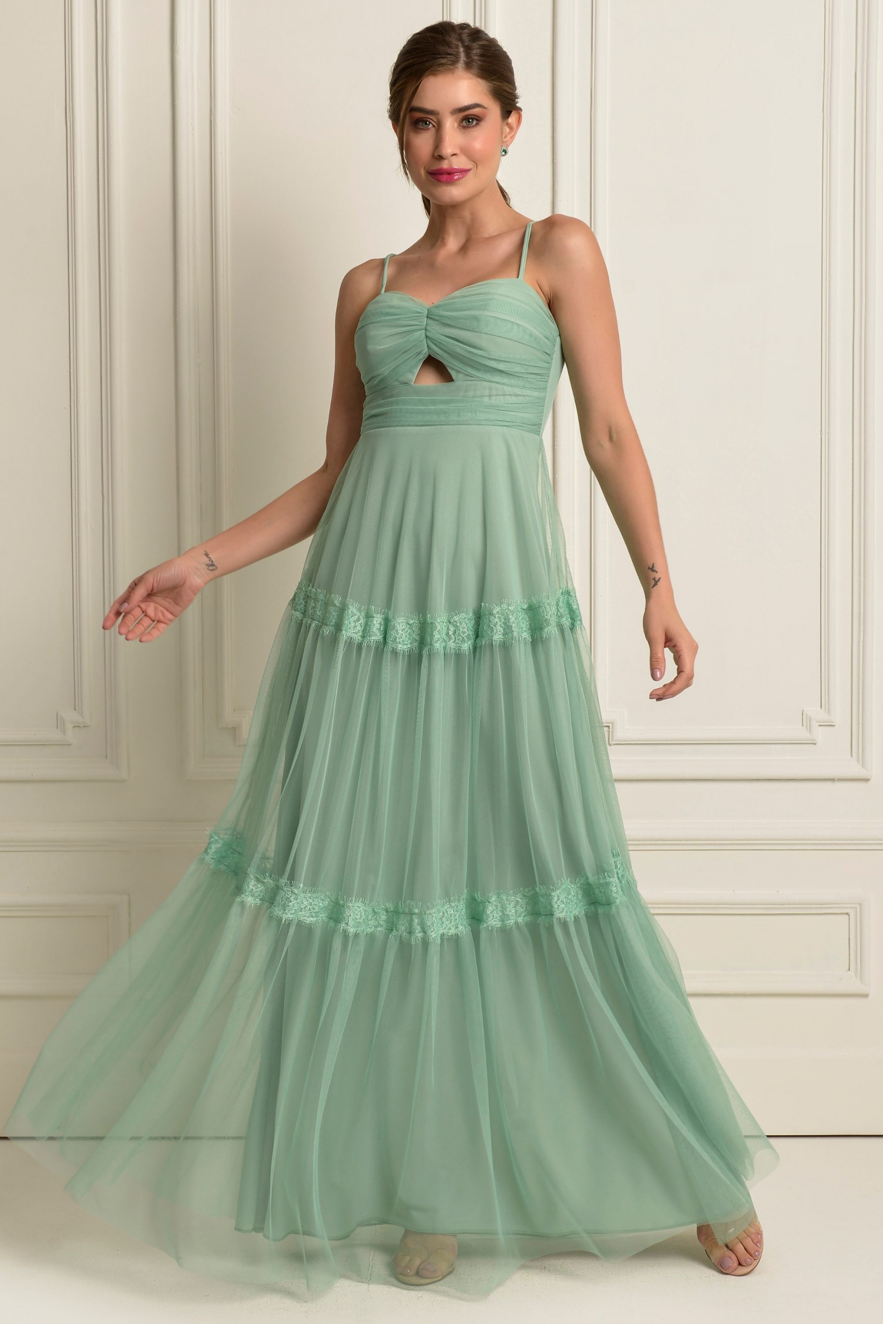 Vestido Festa Madrinha  Verde Menta   Longo Ladydress