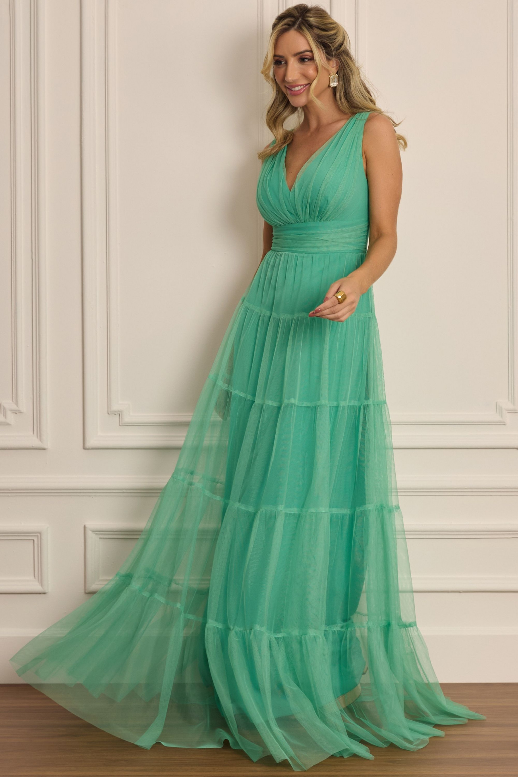 Vestido Festa Madrinha  Verde Menta   Longo Ladydress