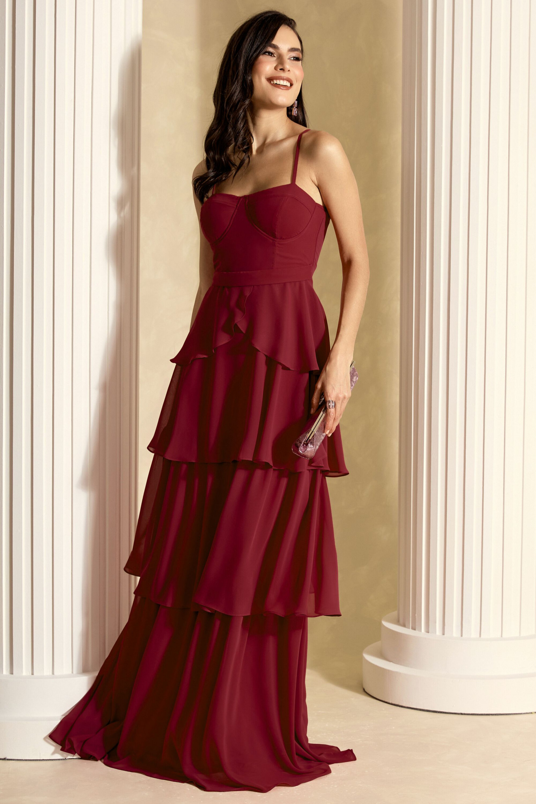 Vestido de Festa Longo Vinho Julie Ladydress