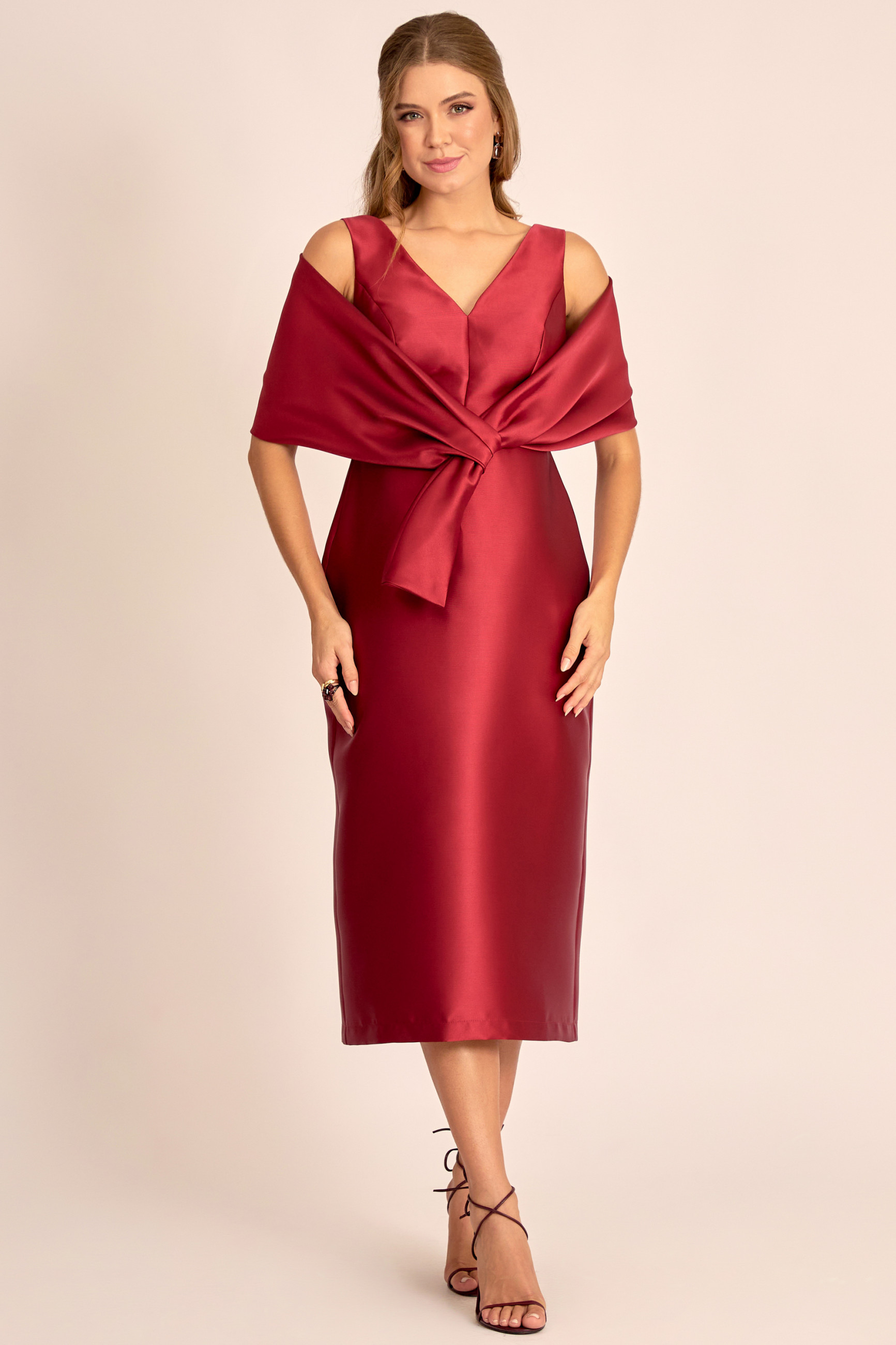 Vestido de Festa Midi Vinho Sônia Ladydress