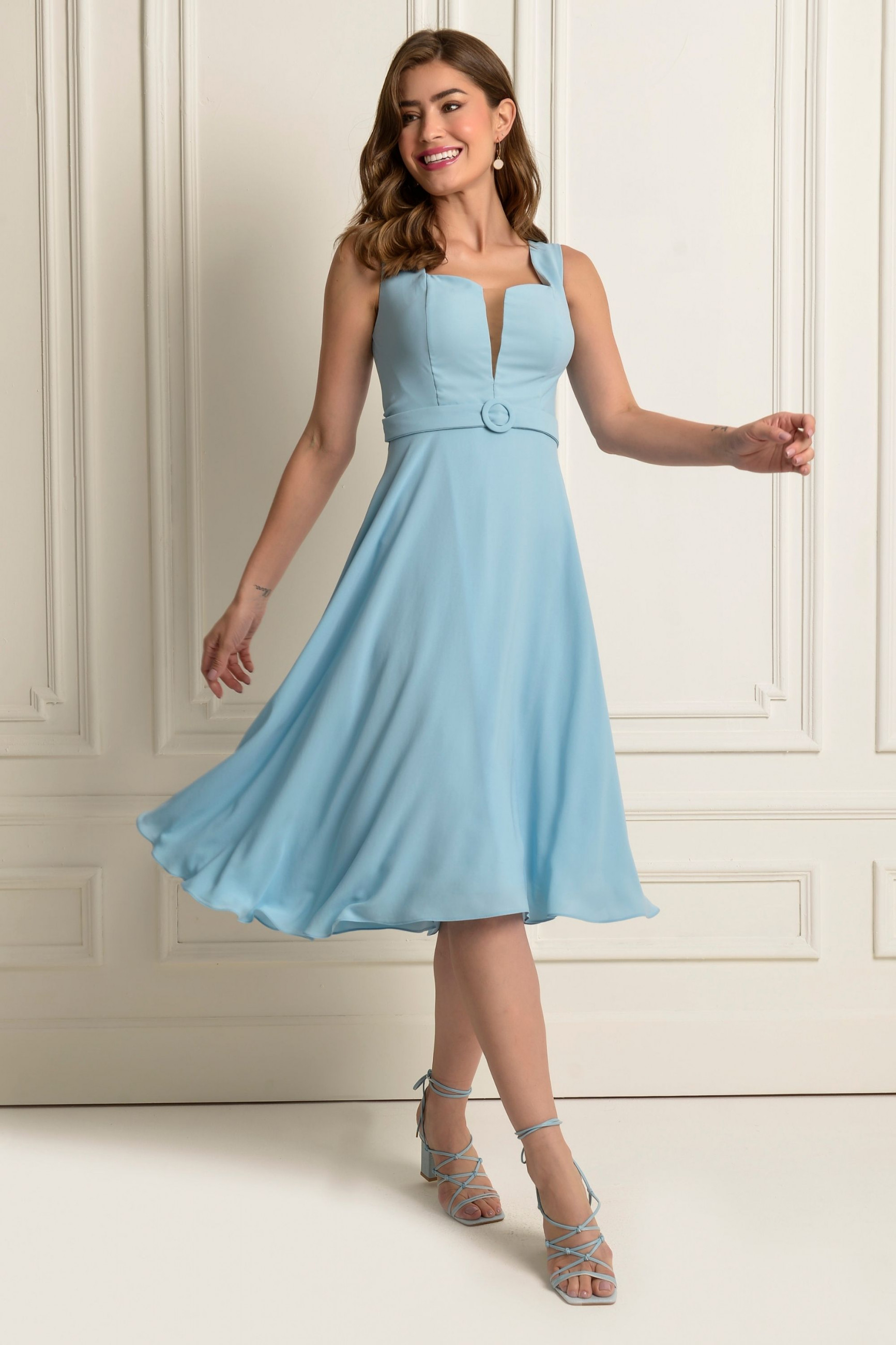 Vestido Festa Convidada Azul Serenity Midi Ladydress