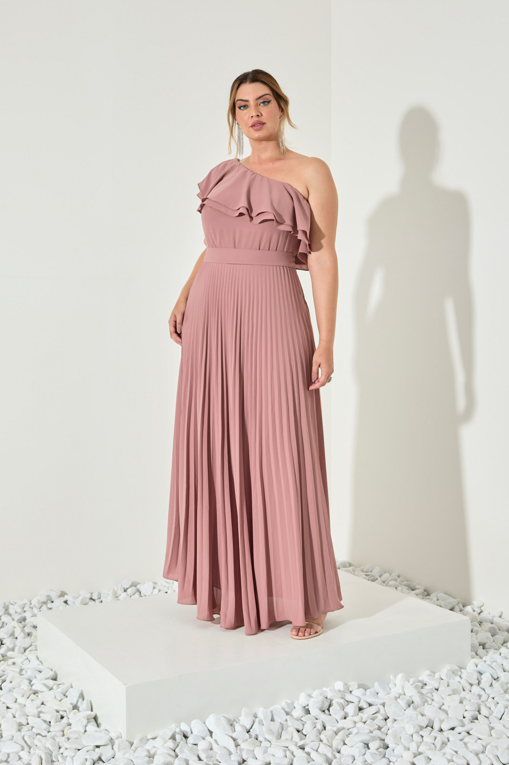 Vestido Festa Madrinha Plus Rose   Longo Ladydress