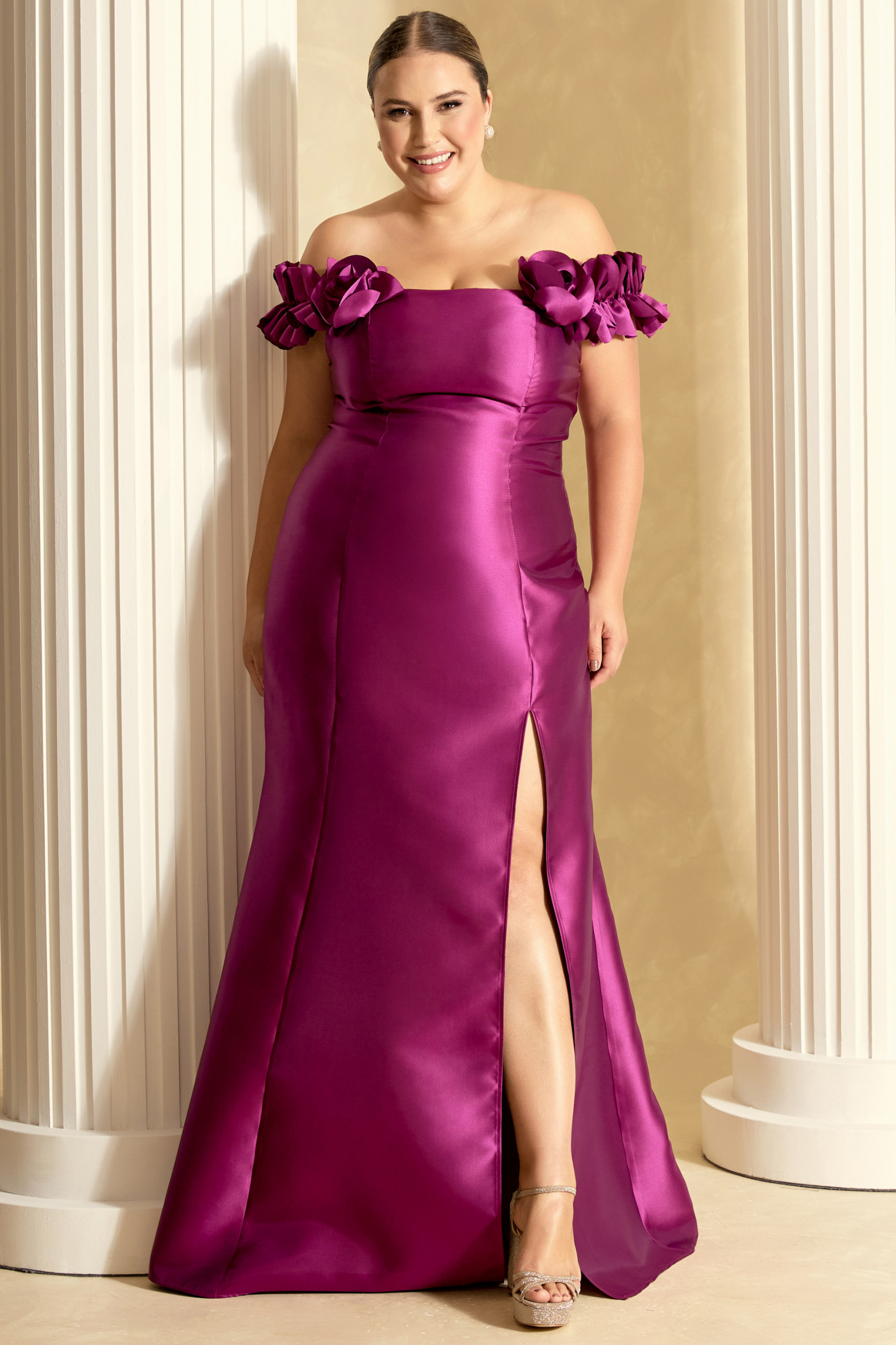 Vestido de Festa Longo Fúcsia Kimberly Ladydress