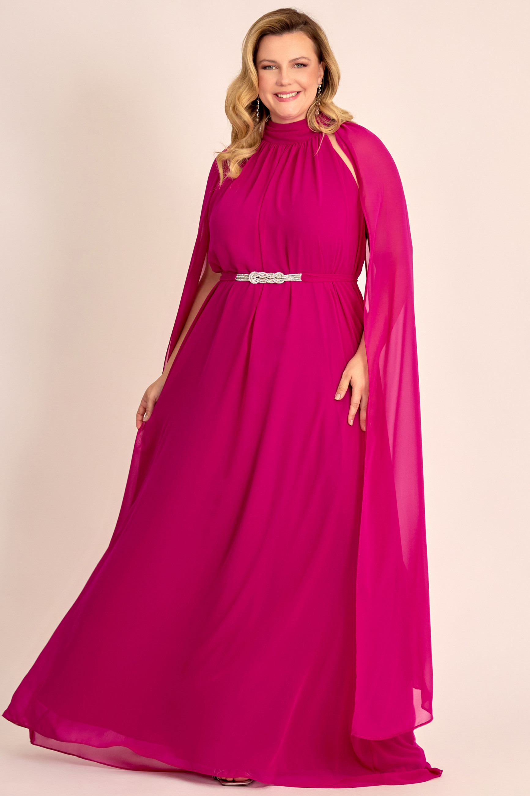 Vestido de Festa Longo Plus Size Fúcsia July Ladydress