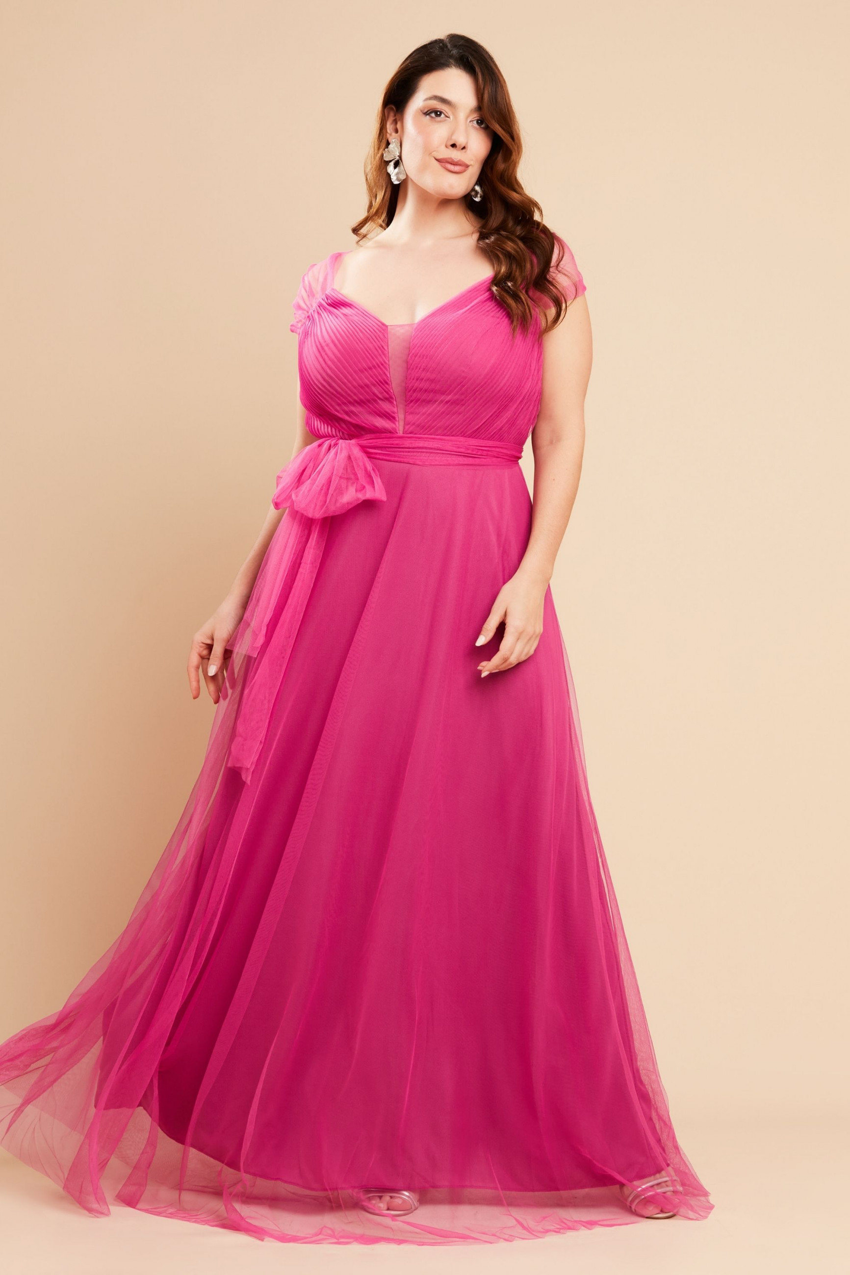 Vestido de Festa Longo Plus Size Pink Atena Ladydress