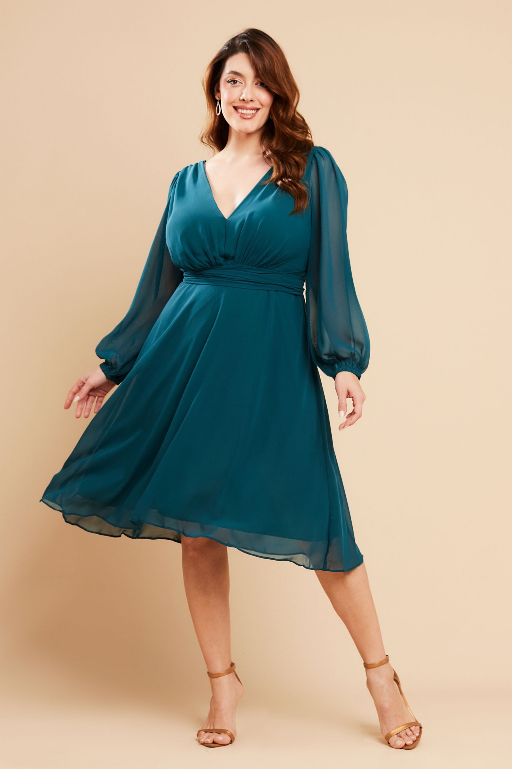 Vestido de Festa Midi Verde Petróleo Lily Ladydress