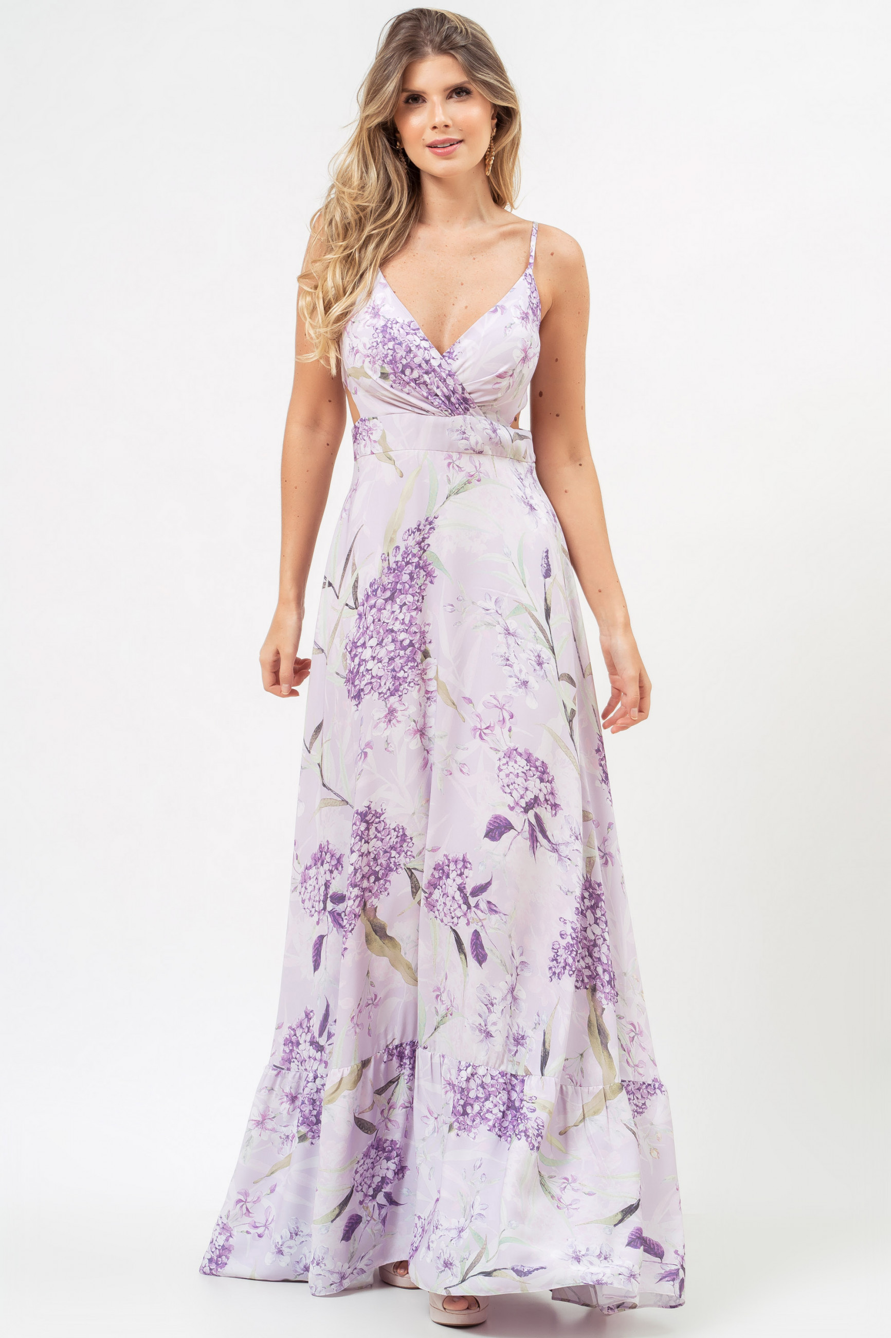 Vestido Longo Estampado Valentina Lavanda