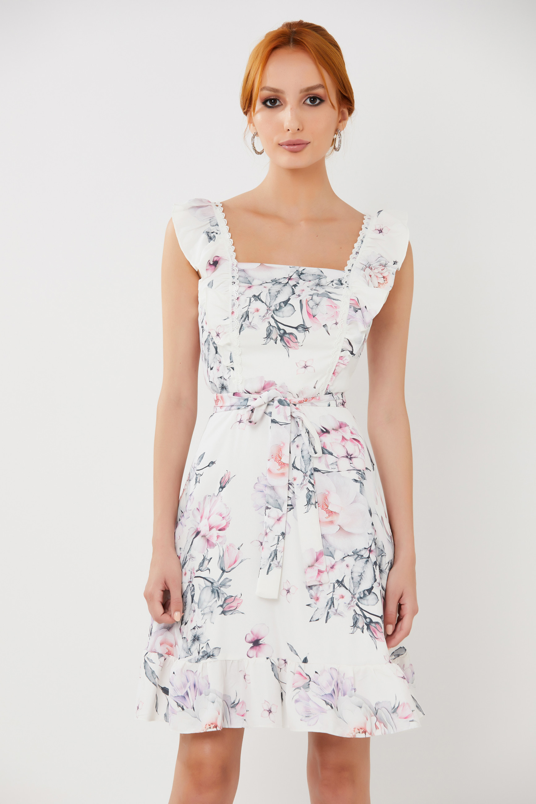 Vestido Curto Estampado Alana Off White