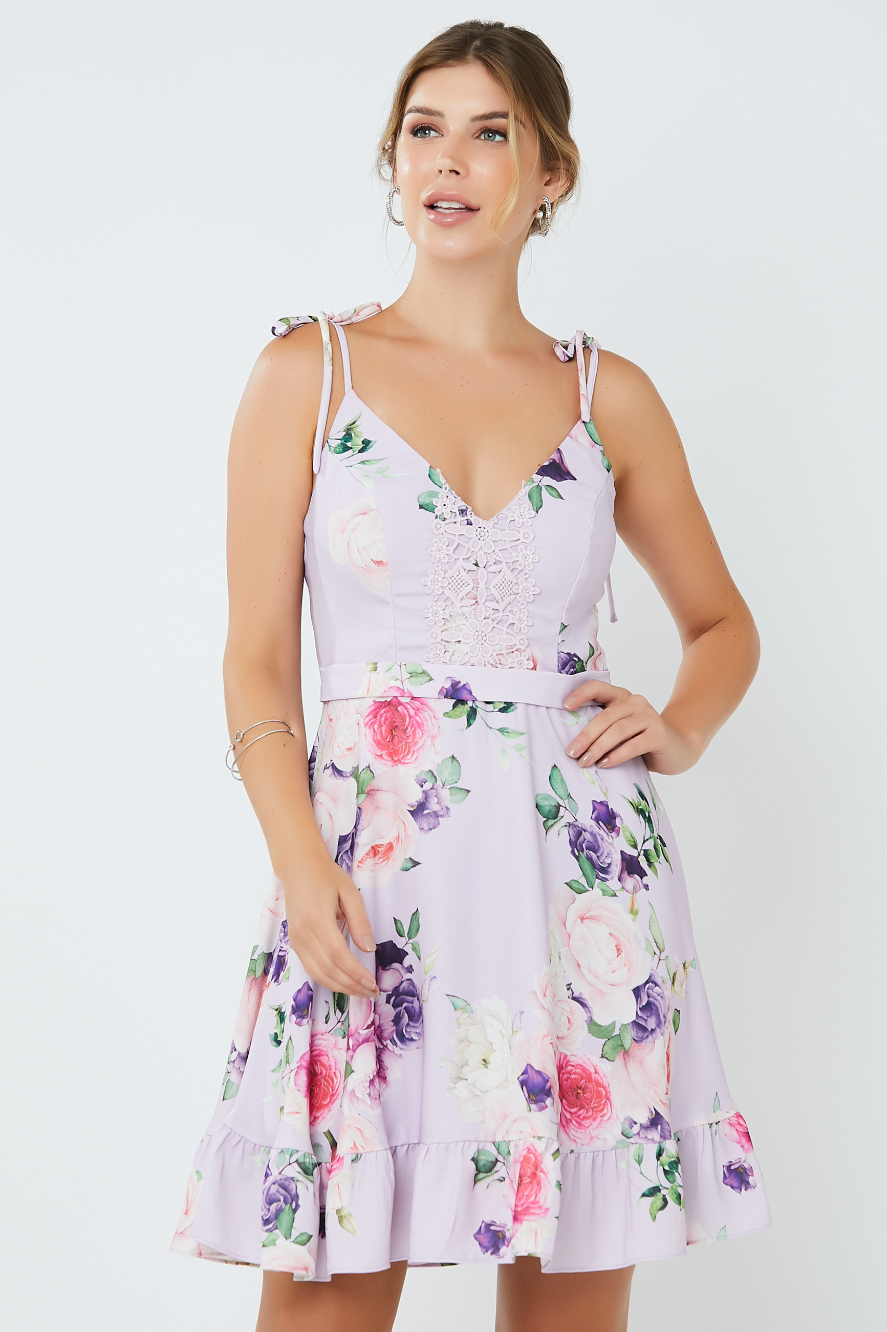 Vestido Curto Estampado Amora Lavanda