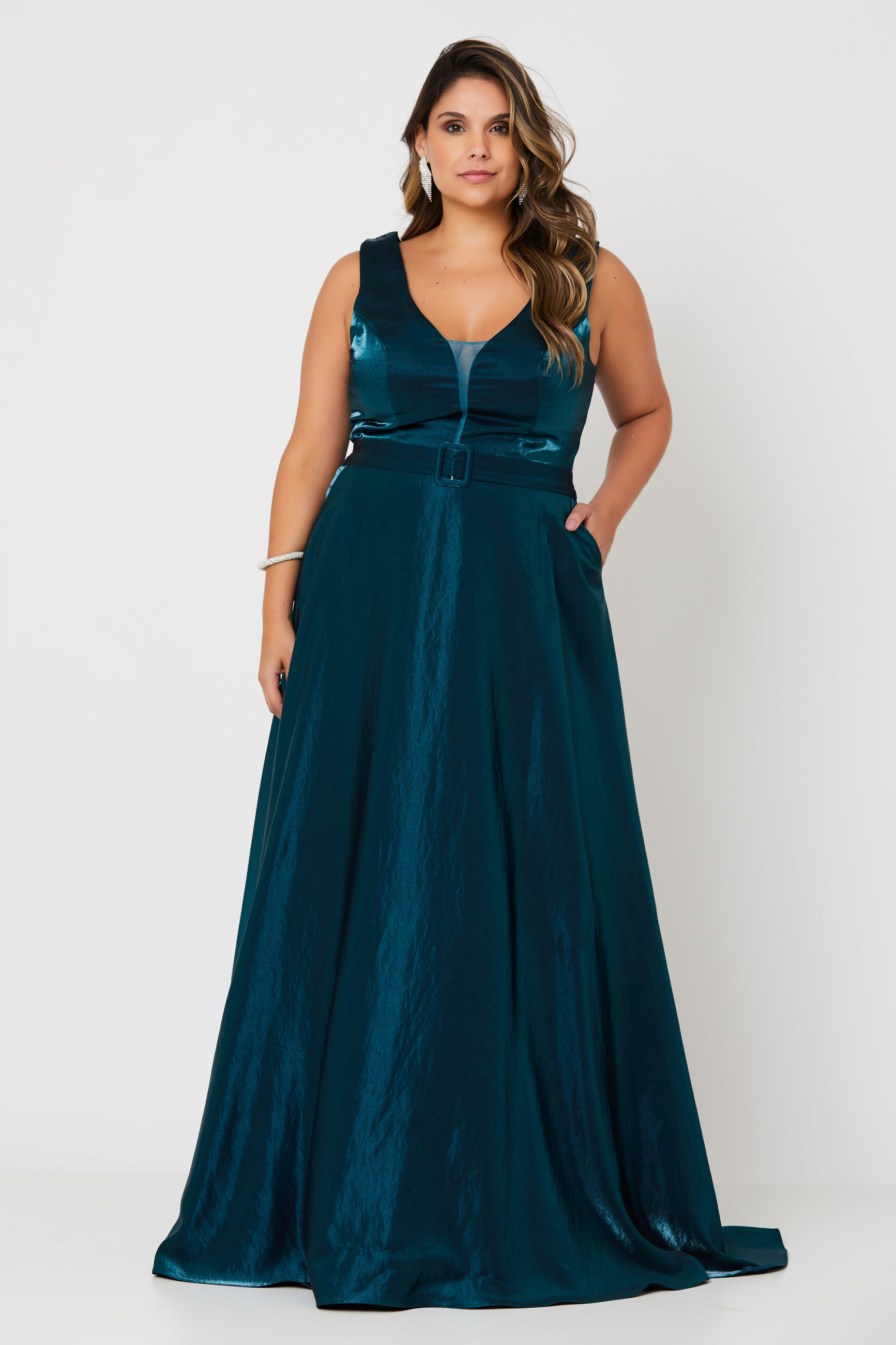 Vestido Longo Cecilia Azul Petróleo 