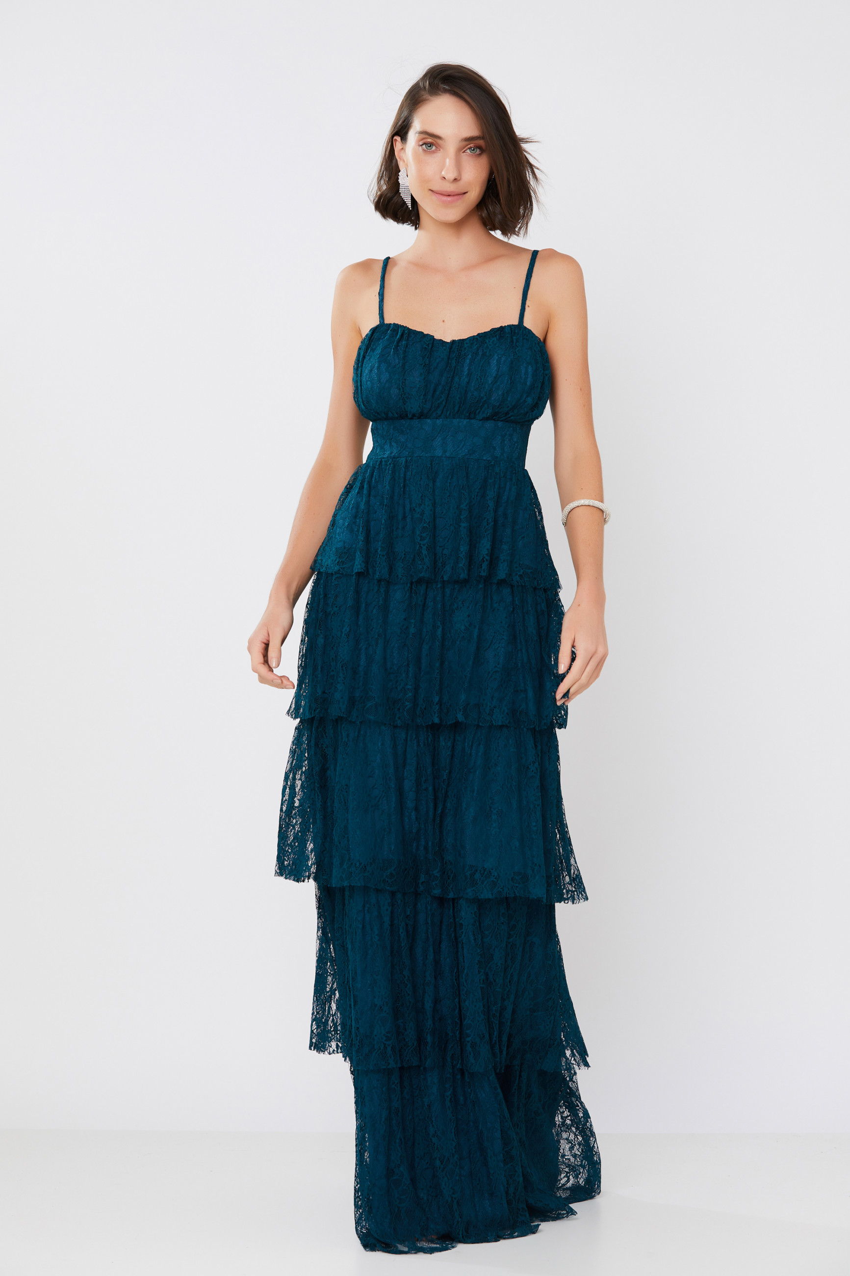 Vestido Longo Eduarda Azul Petróleo