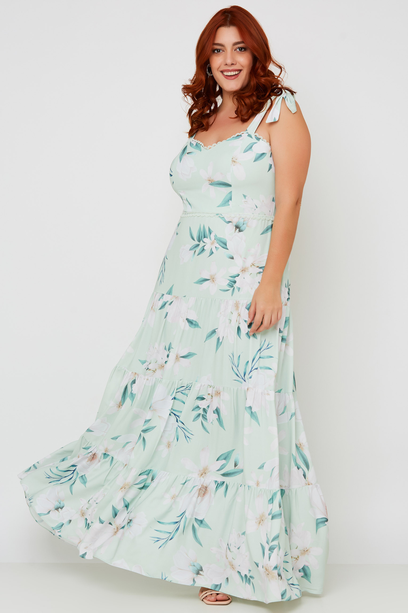 Vestido Longo Estampado Analu Verde Menta