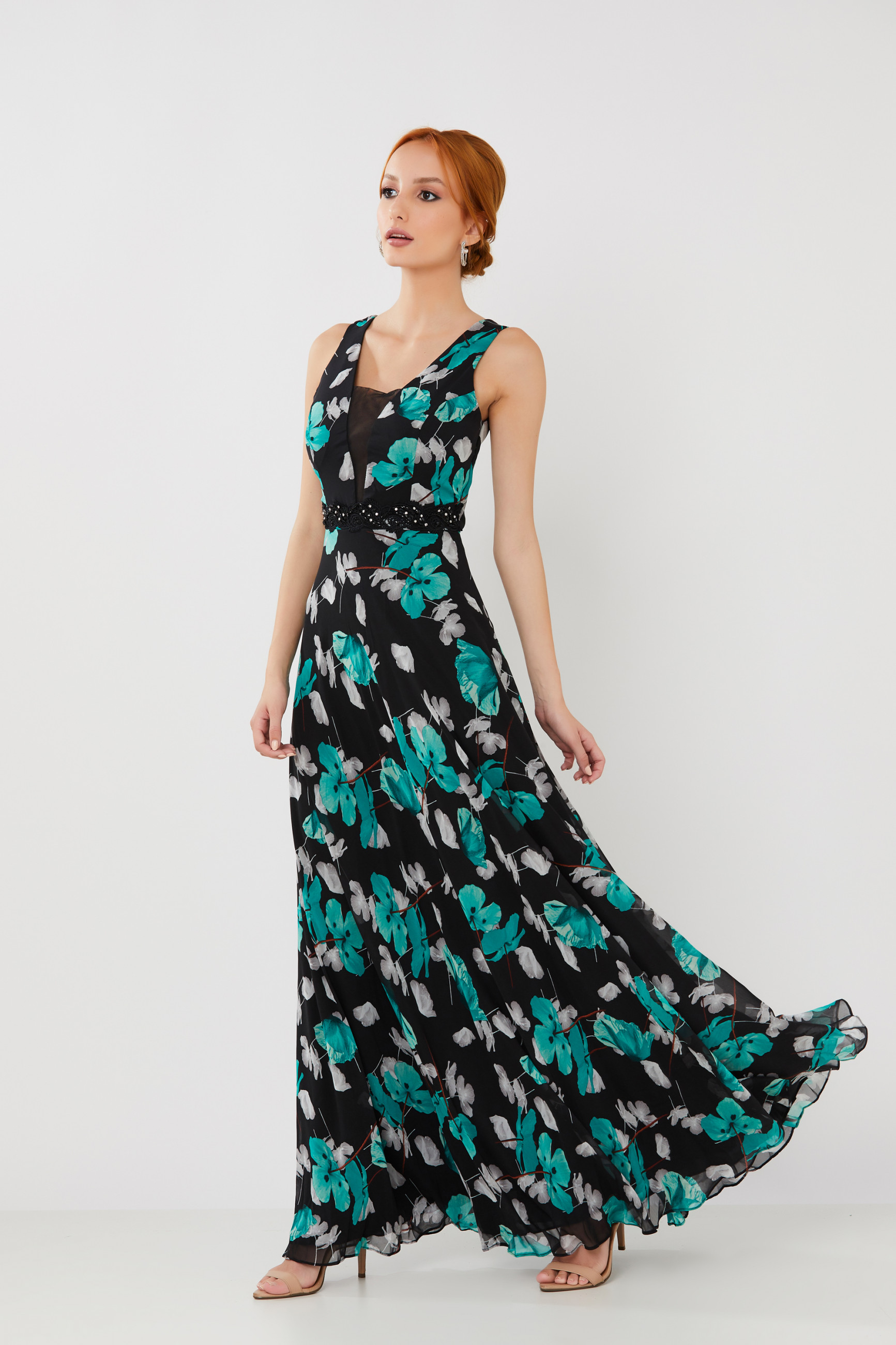 Vestido Longo Estampado Carla Verde