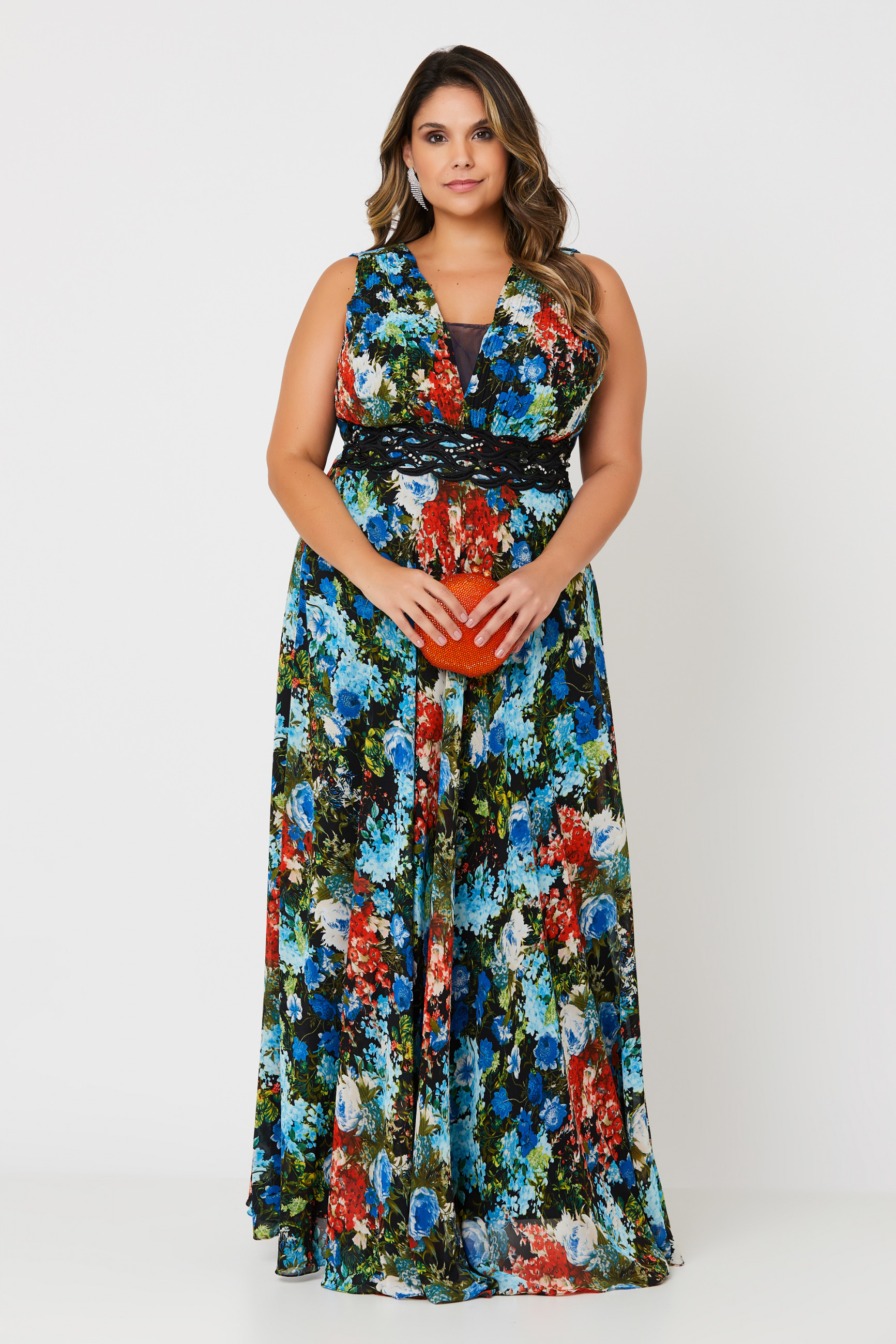 Vestido Longo Estampado Lana Preto