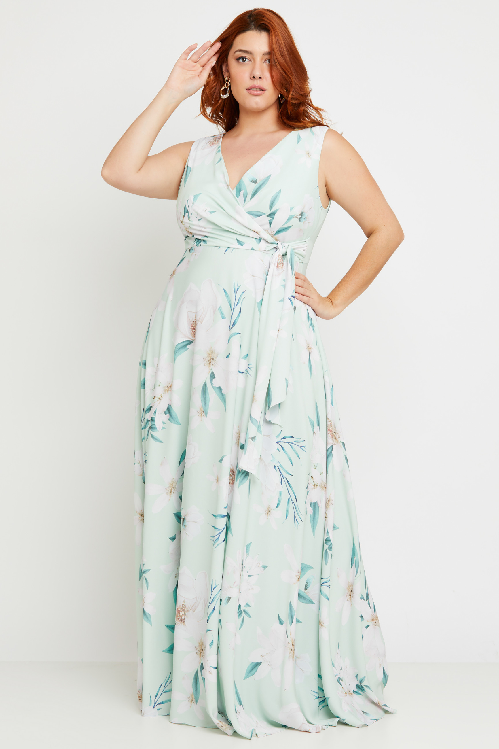 Vestido Longo Estampado Letícia Verde Menta 