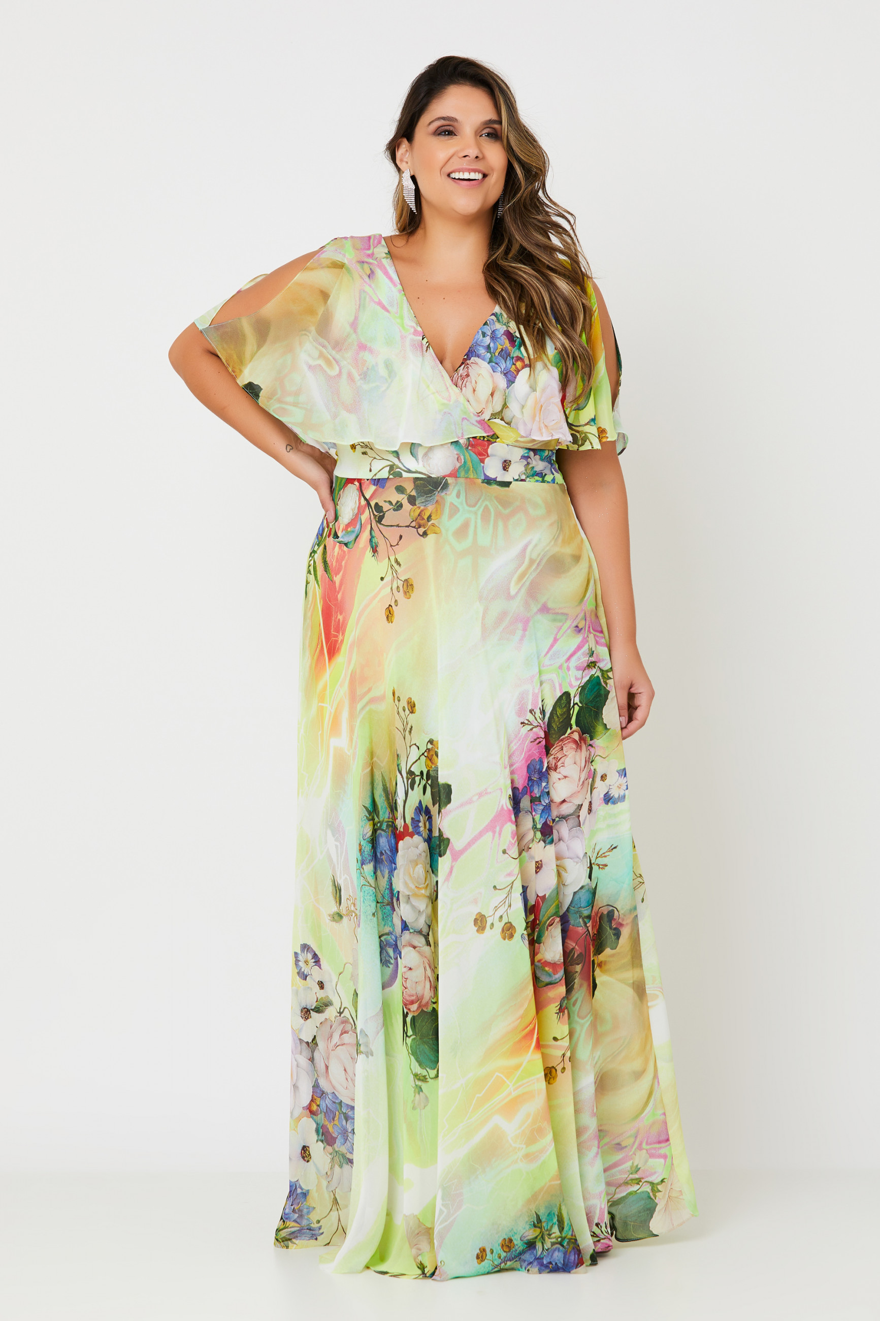 Vestido Longo Estampado Marcia Verde