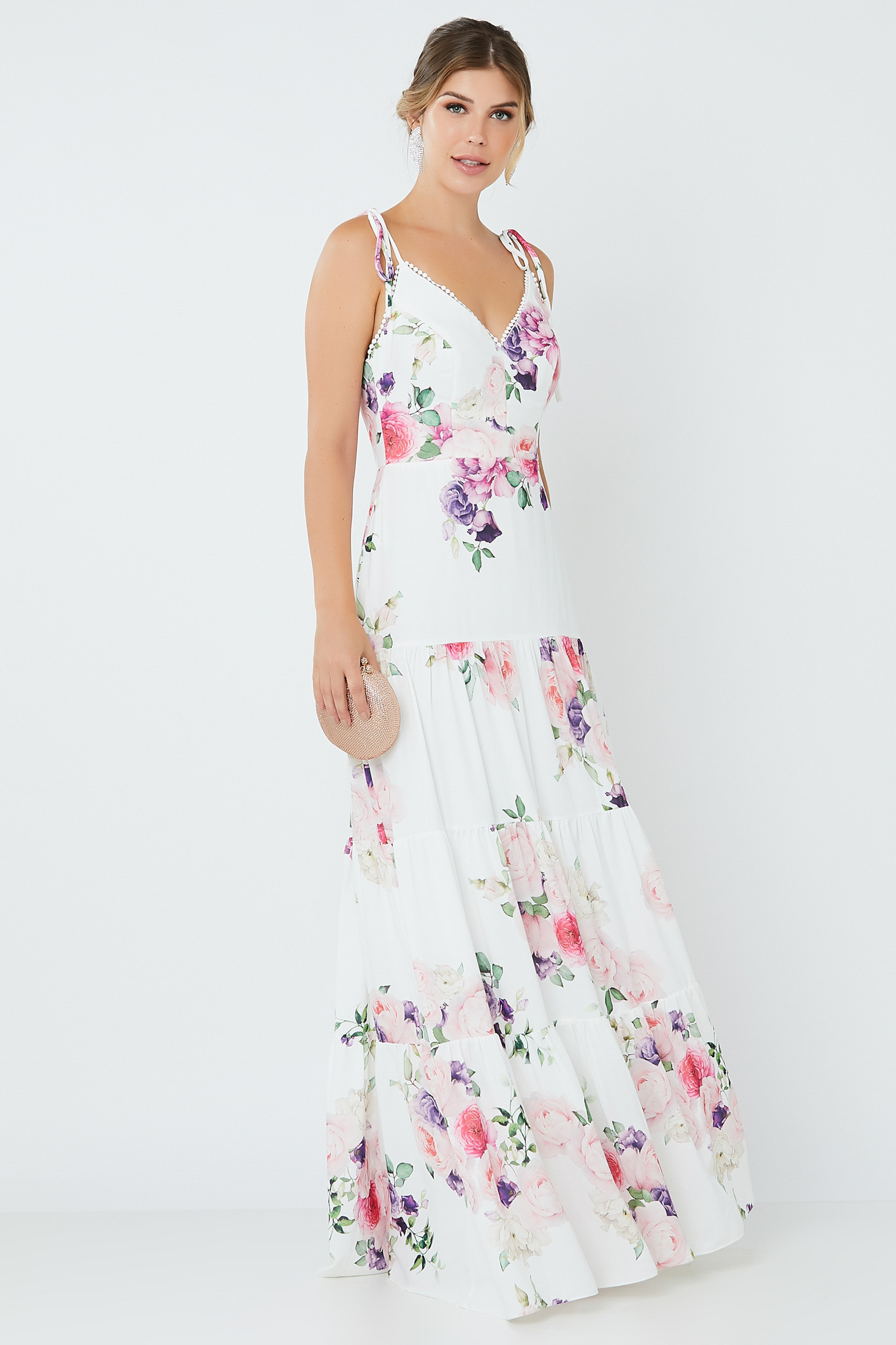 Vestido Longo Estampado Brenda Off White