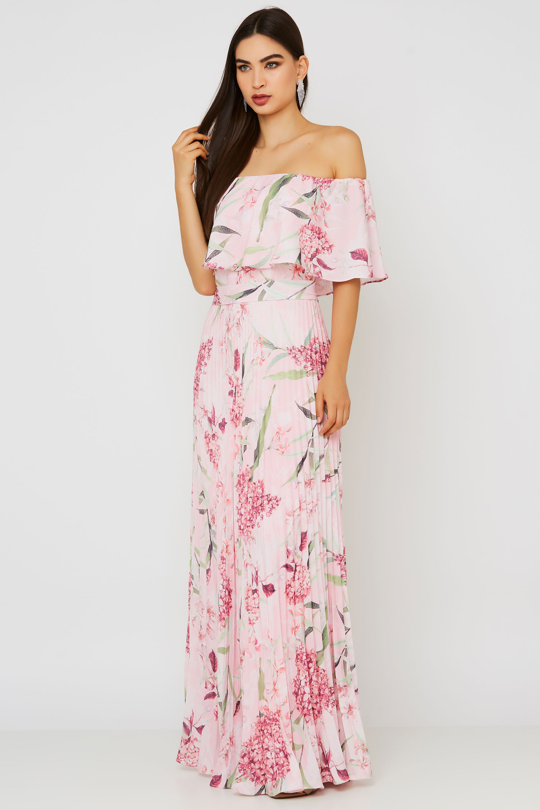 Vestido Longo Estampado Rafaela Rosa