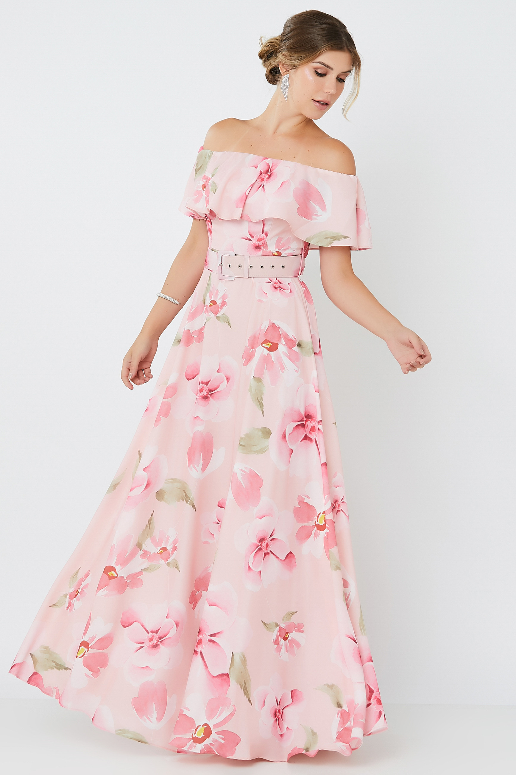 Vestido Longo Estampado Iris Rosa