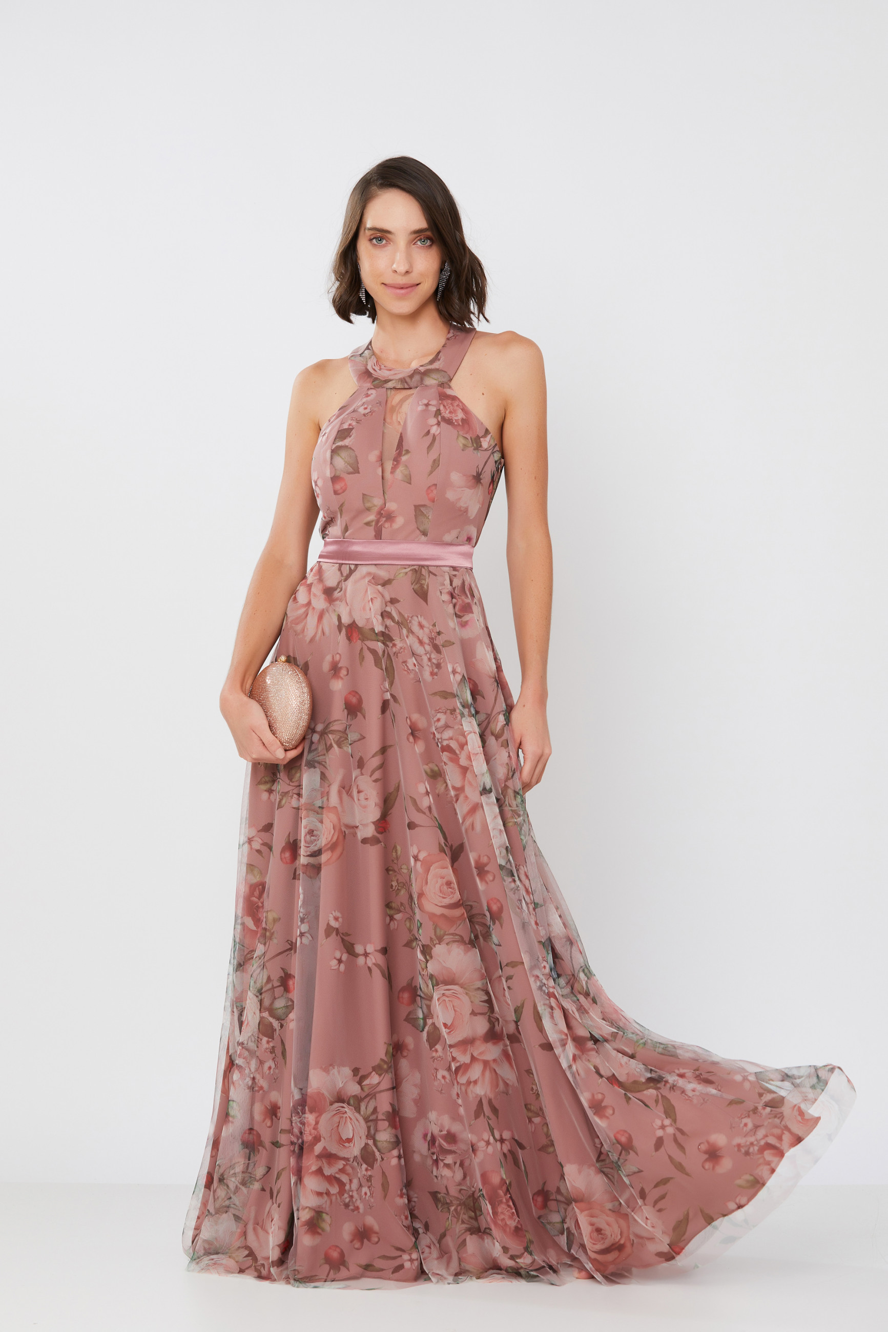 Vestido longo Estampado Fabi Rose